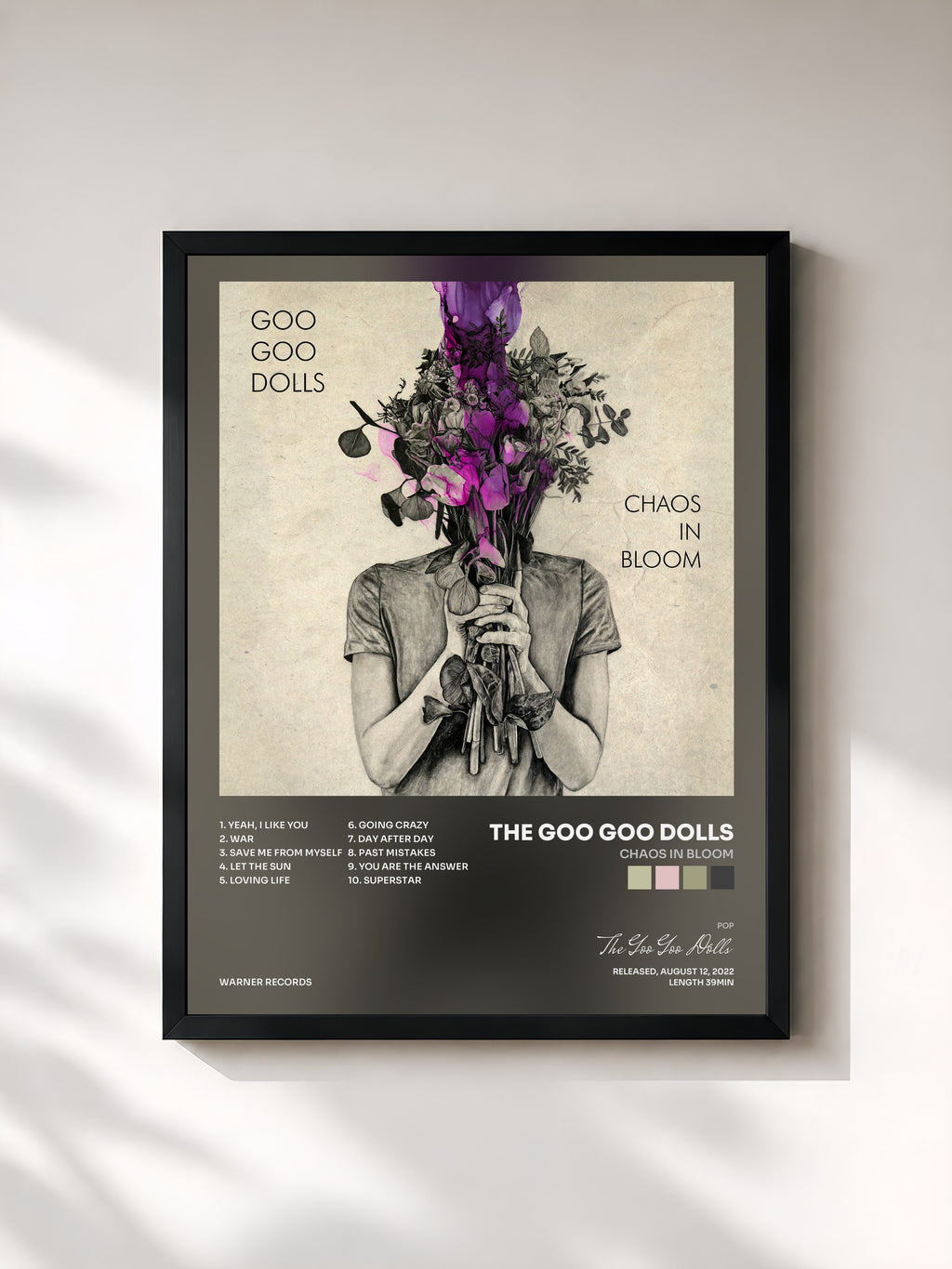 #noir Chaos In Bloom von The Goo Goo Dolls als gerahmter Kunstdruck, schwarzer Rahmen, gedruckt und gerahmt in Frankreich