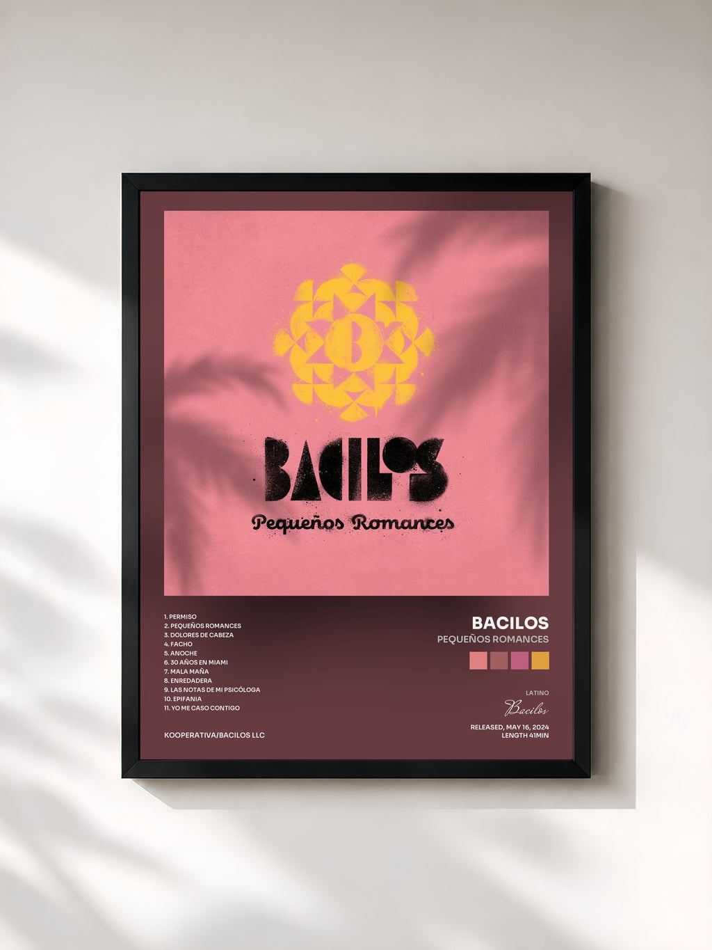 #noir Tableau de l'album Pequeños Romances de Bacilos, cadre noir, imprimé et encadré en France