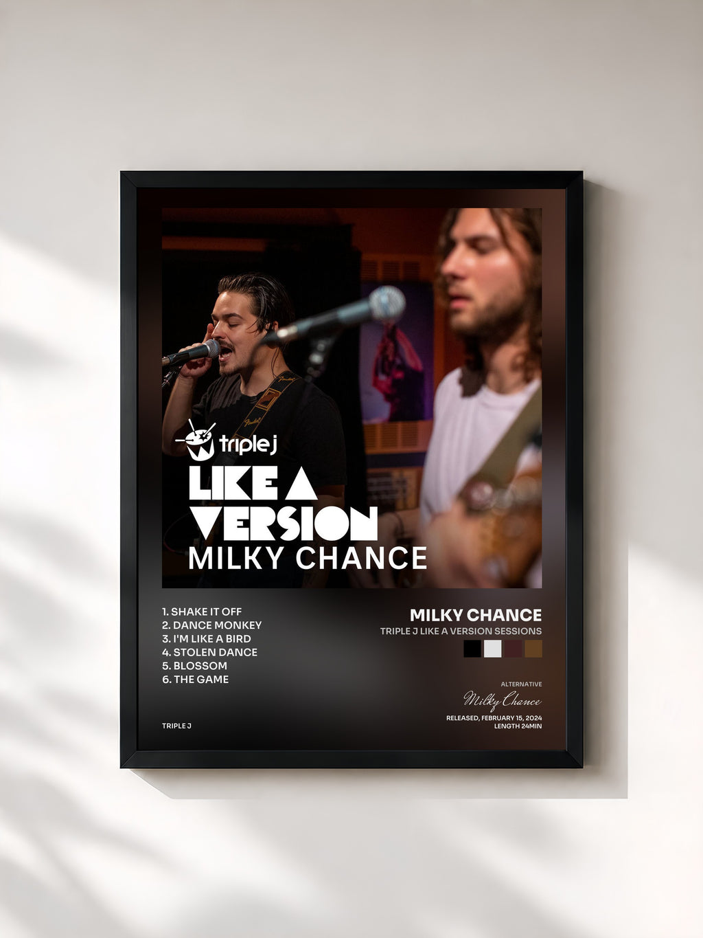 #noir Tableau de l'album triple j Like A Version Sessions de Milky Chance, cadre noir, imprimé et encadré en France