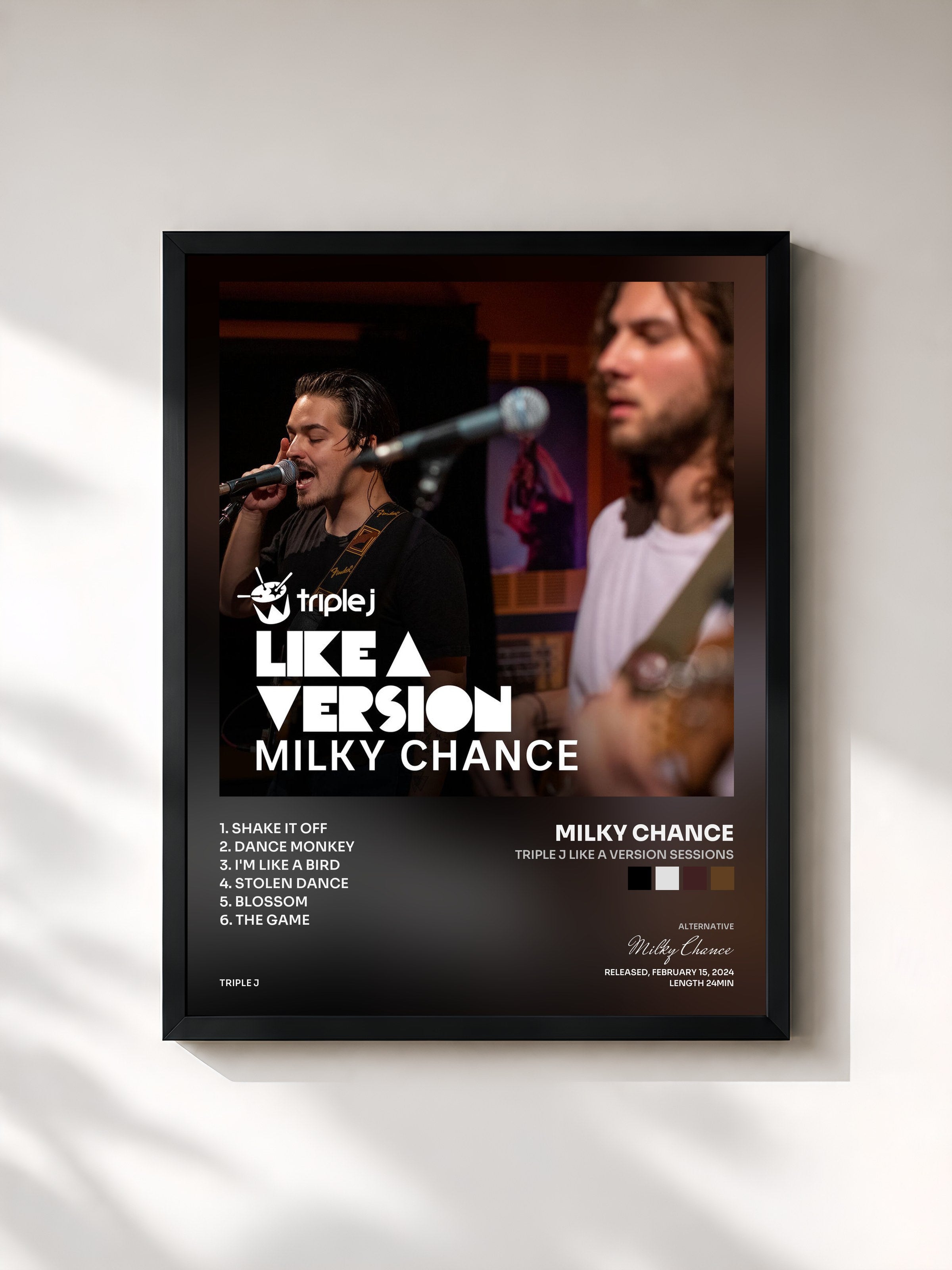 #noir Tableau de l'album triple j Like A Version Sessions de Milky Chance, cadre noir, imprimé et encadré en France