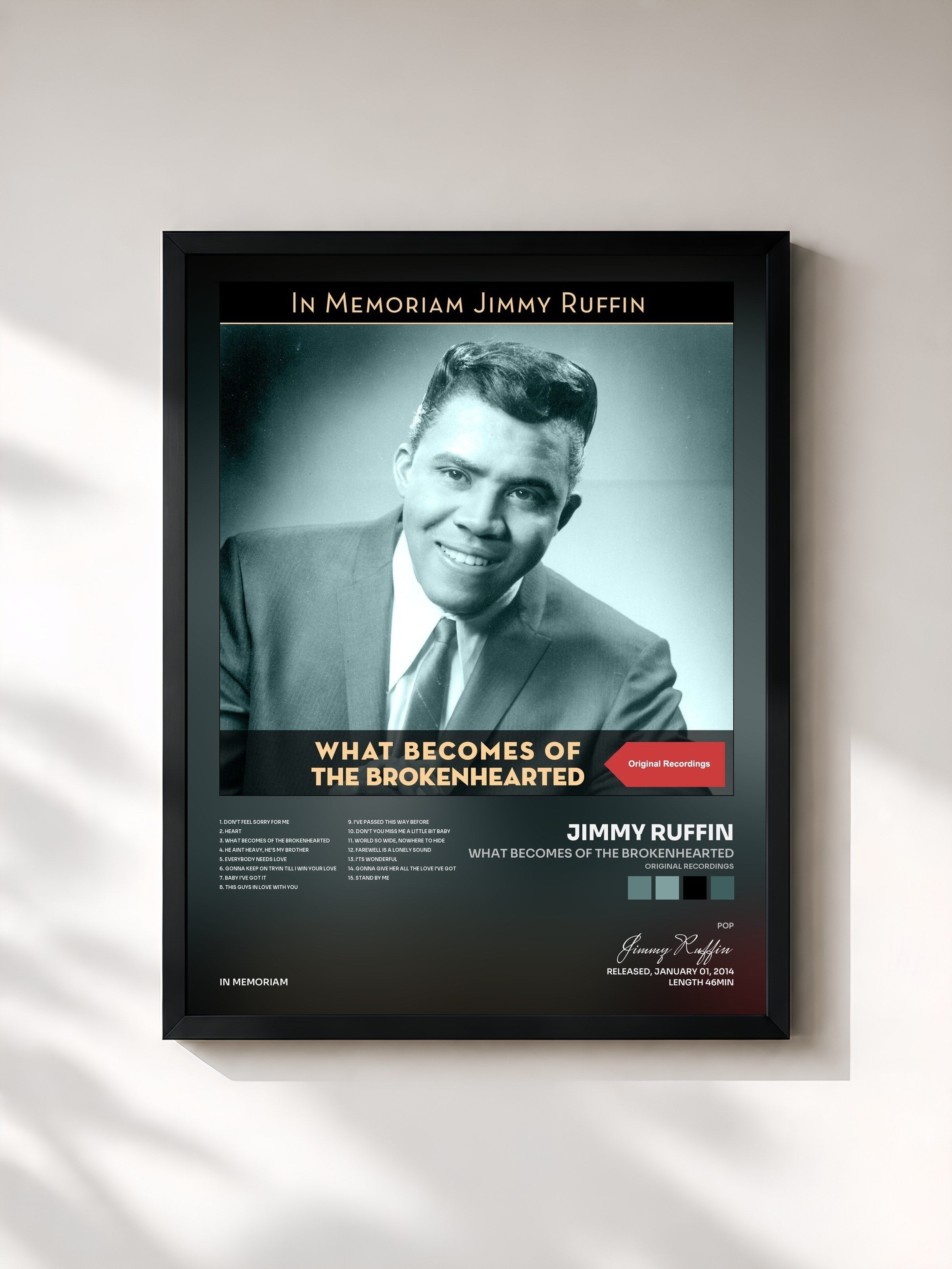 #noir Tableau de l'album What Becomes of the Brokenhearted (Original Recordings) de Jimmy Ruffin, cadre noir, imprimé et encadré en France