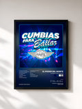 #noir Tableau de l'album Cumbias Para Bailar de El Poder Del Norte, cadre noir, imprimé et encadré en France