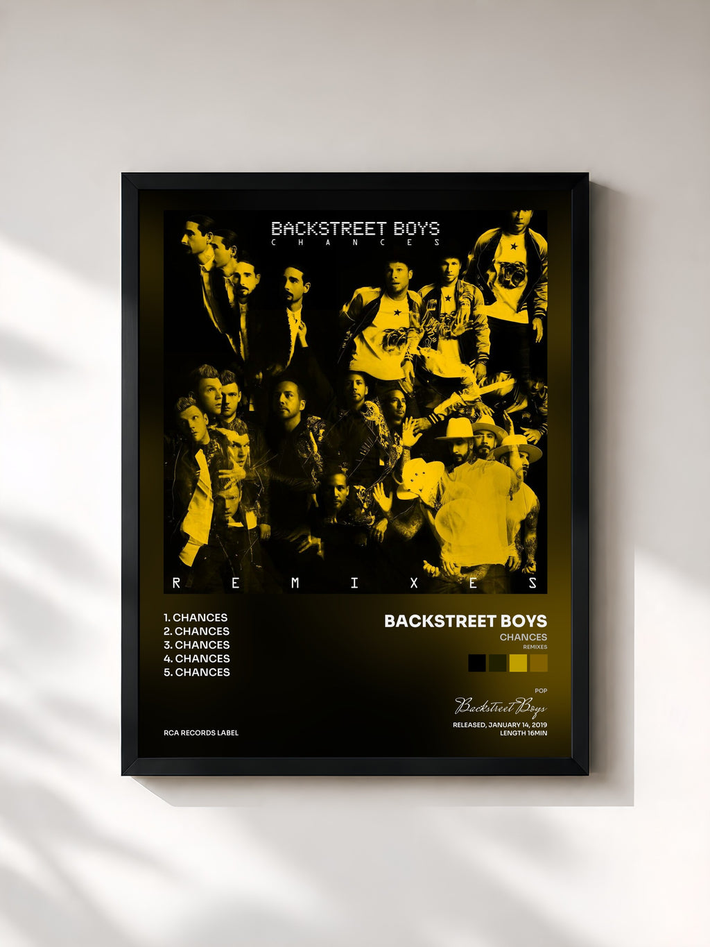 #noir Tableau de l'album Chances (Remixes) de Backstreet Boys, cadre noir, imprimé et encadré en France