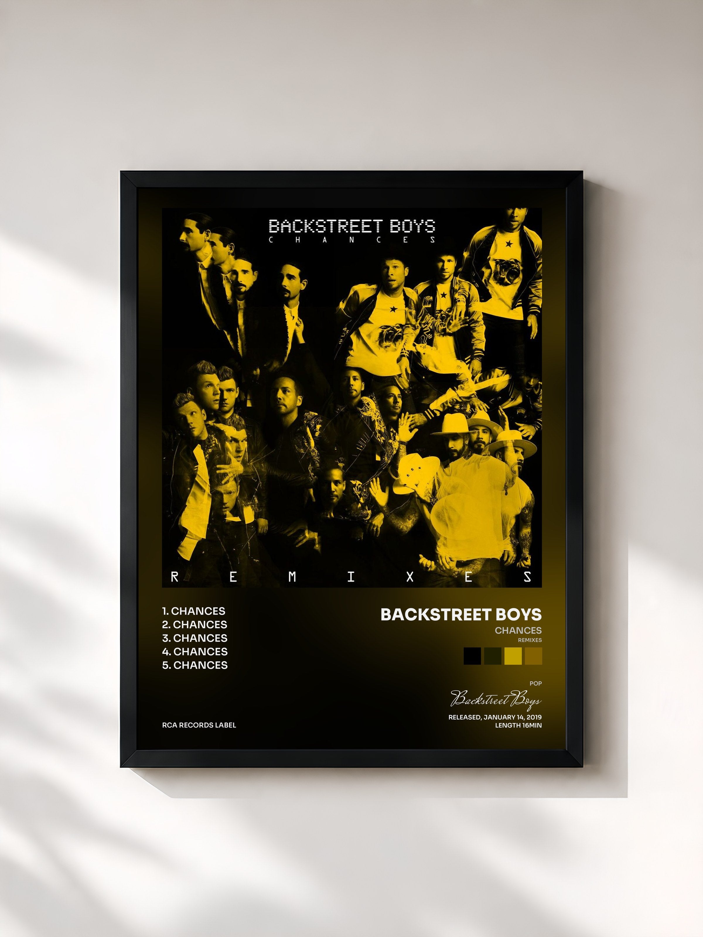 #noir Tableau de l'album Chances (Remixes) de Backstreet Boys, cadre noir, imprimé et encadré en France