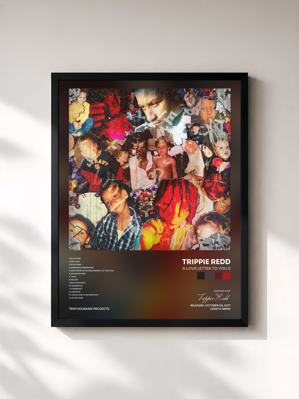 #noir Tableau de l'album A Love Letter To You 2 de Trippie Redd, cadre noir, imprimé et encadré en France