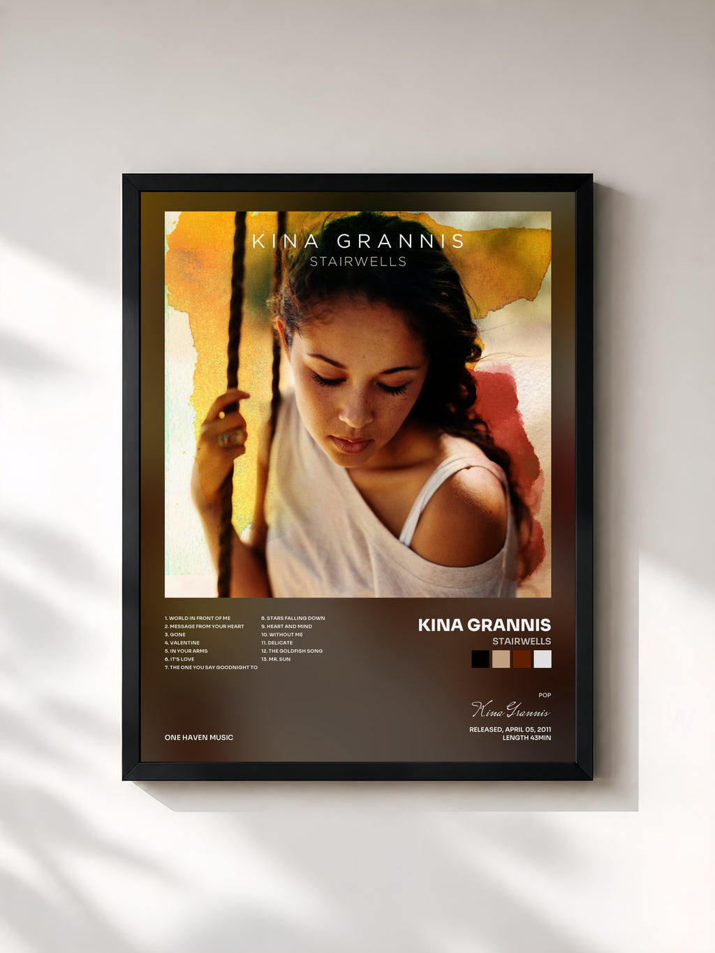 #noir Tableau de l'album Stairwells de Kina Grannis, cadre noir, imprimé et encadré en France