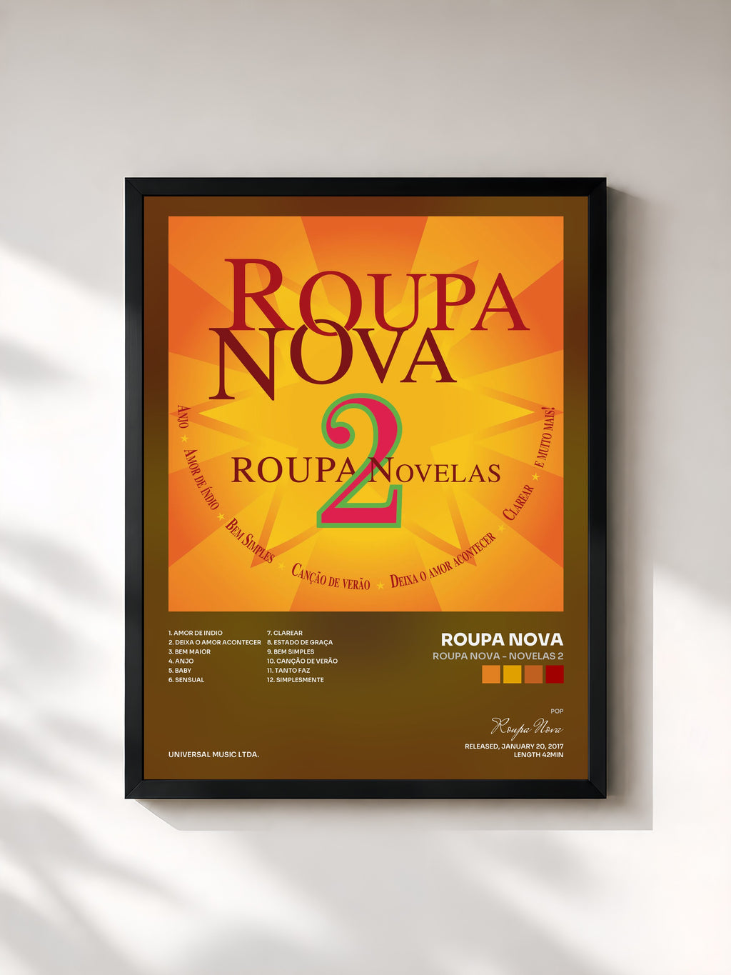#noir Tableau de l'album Roupa Nova - Novelas 2 de Roupa Nova, cadre noir, imprimé et encadré en France