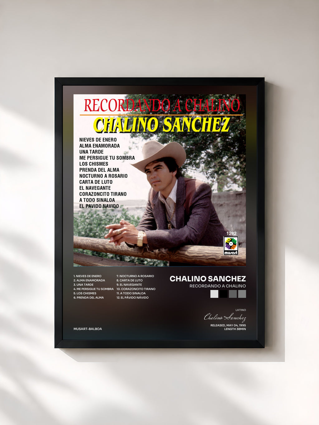 #noir Tableau de l'album Recordando A Chalino de Chalino Sanchez, cadre noir, imprimé et encadré en France