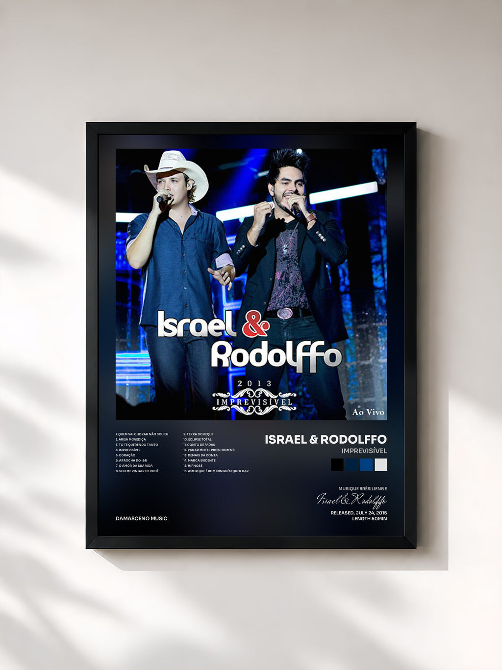 #noir Tableau de l'album Imprevisível de Israel & Rodolffo, cadre noir, imprimé et encadré en France