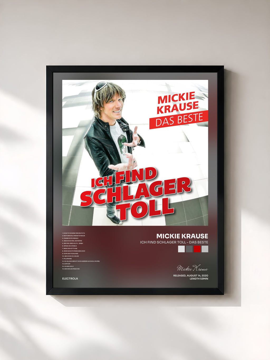 #noir Tableau de l'album Ich find Schlager toll - Das Beste de Mickie Krause, cadre noir, imprimé et encadré en France