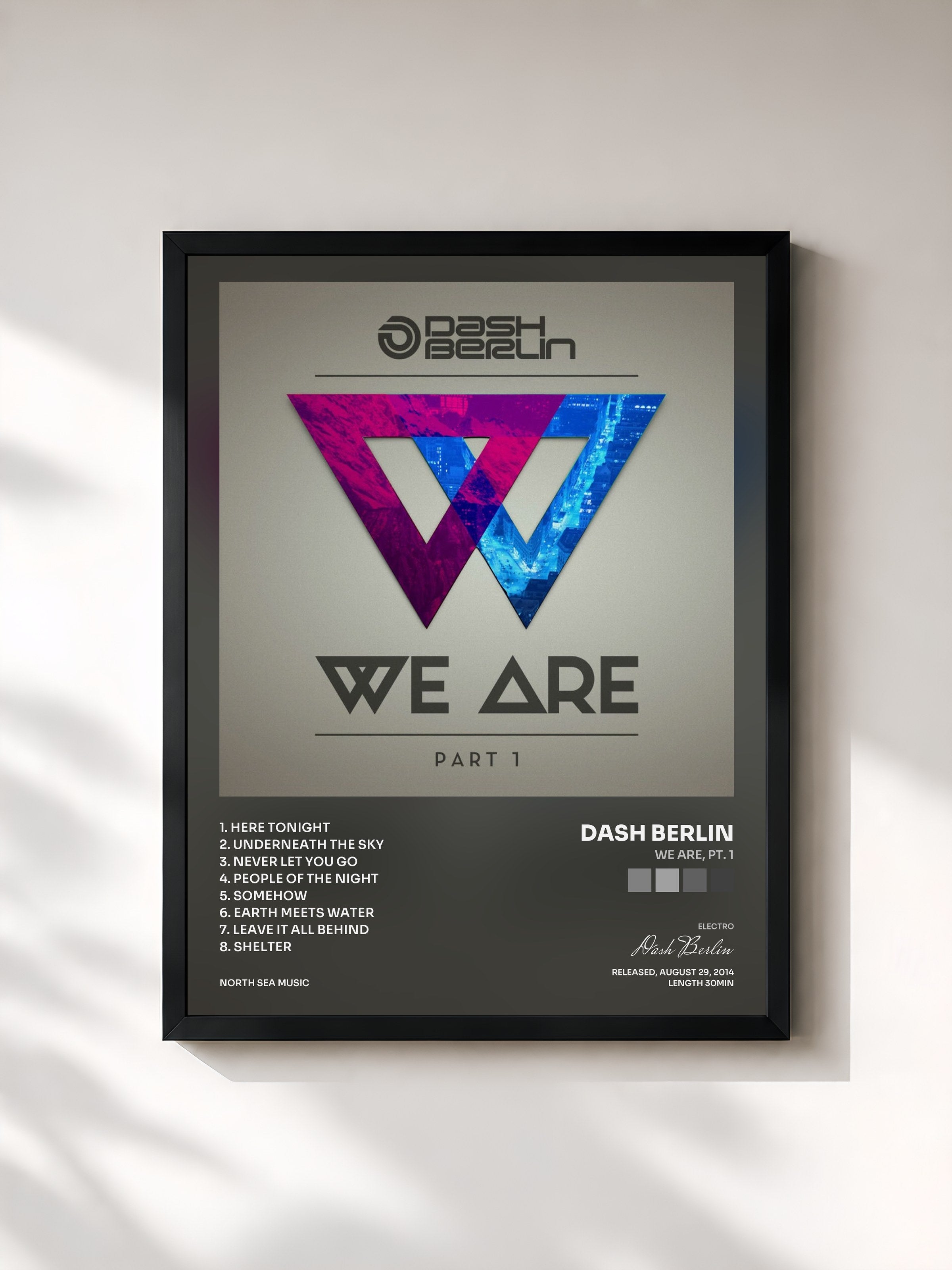 #noir Tableau de l'album We Are, Pt. 1 de Dash Berlin, cadre noir, imprimé et encadré en France