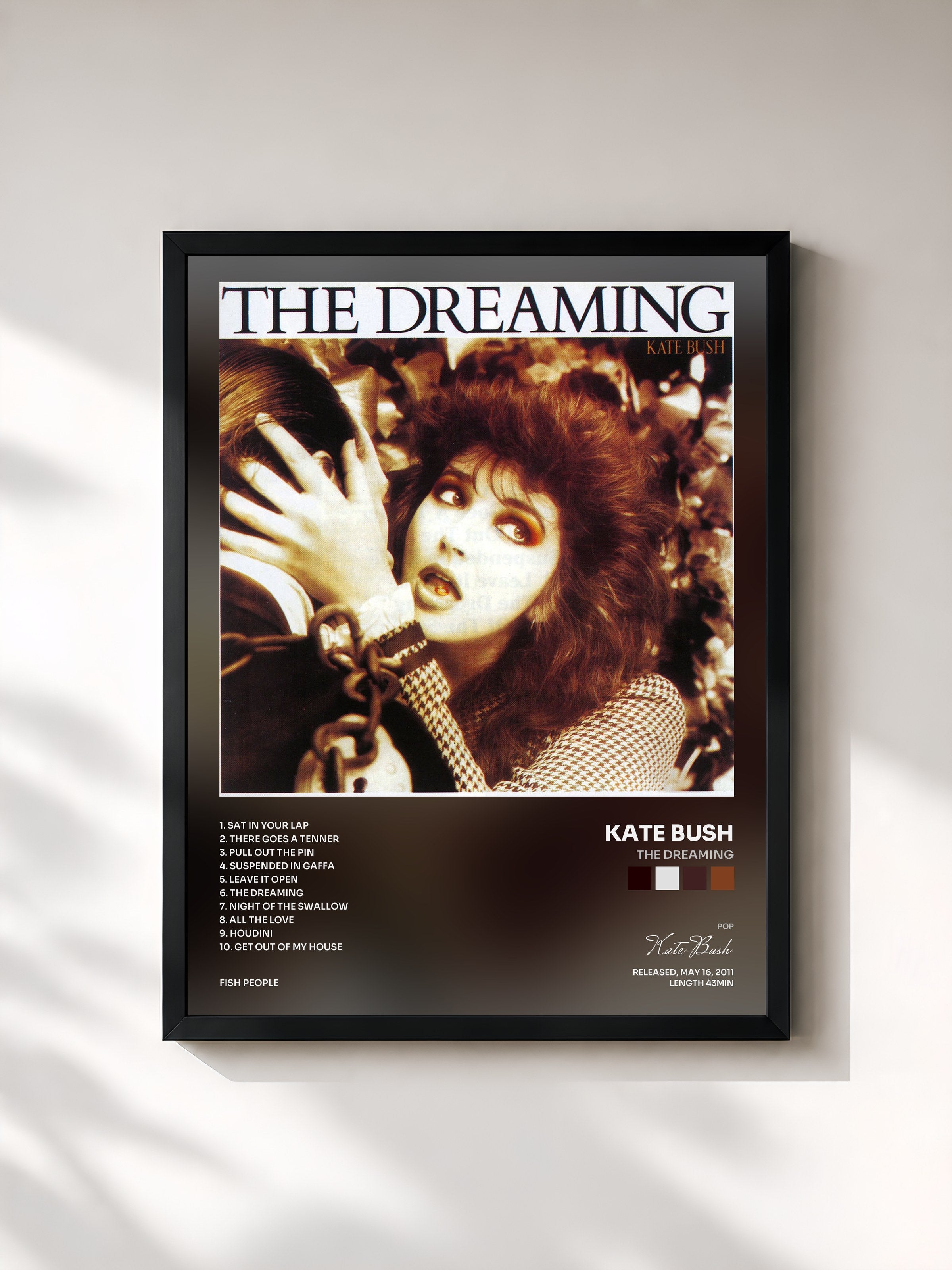 #noir Tableau de l'album The Dreaming de Kate Bush, cadre noir, imprimé et encadré en France
