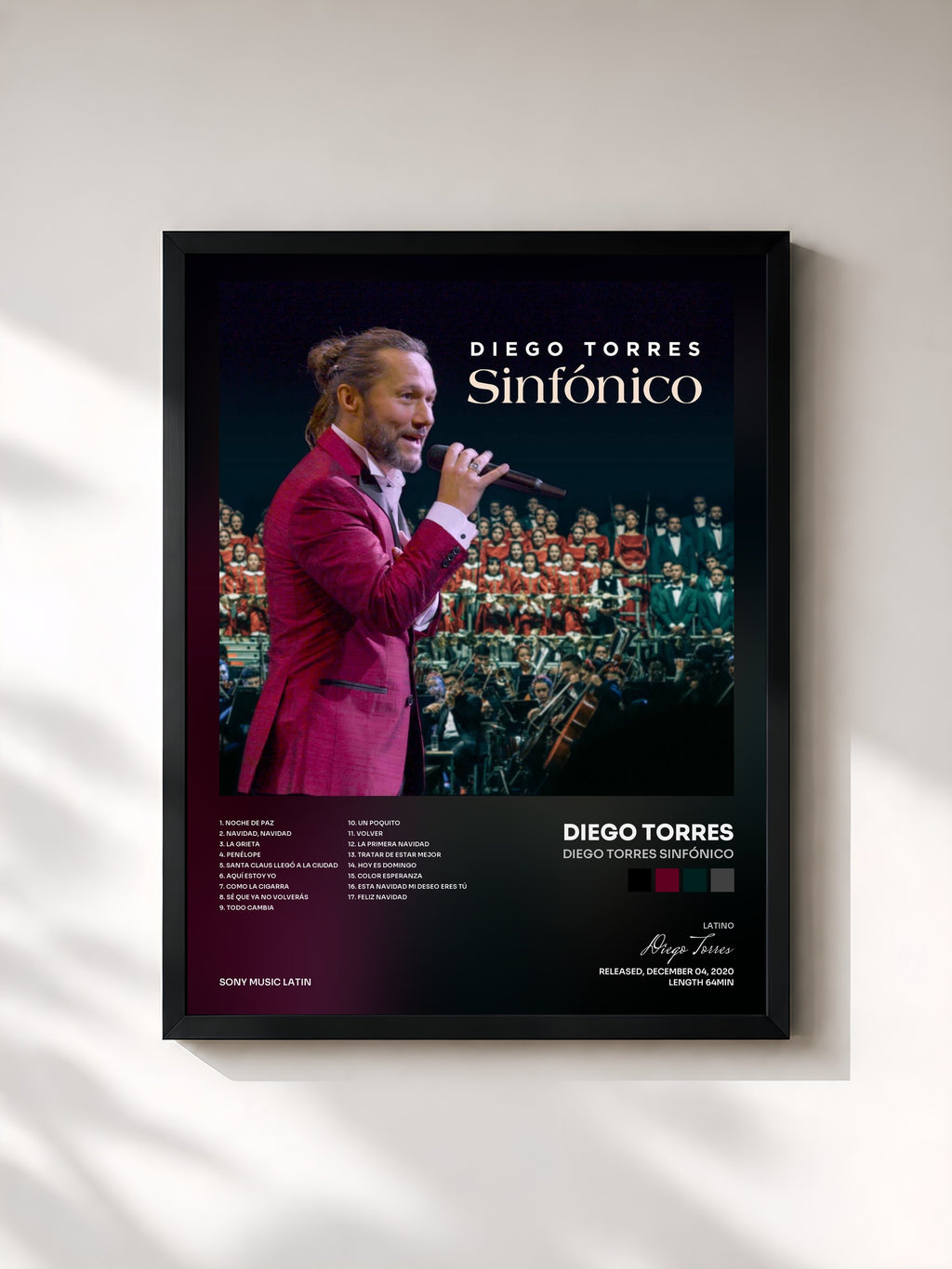 #noir Tableau de l'album Diego Torres Sinfónico de Diego Torres, cadre noir, imprimé et encadré en France