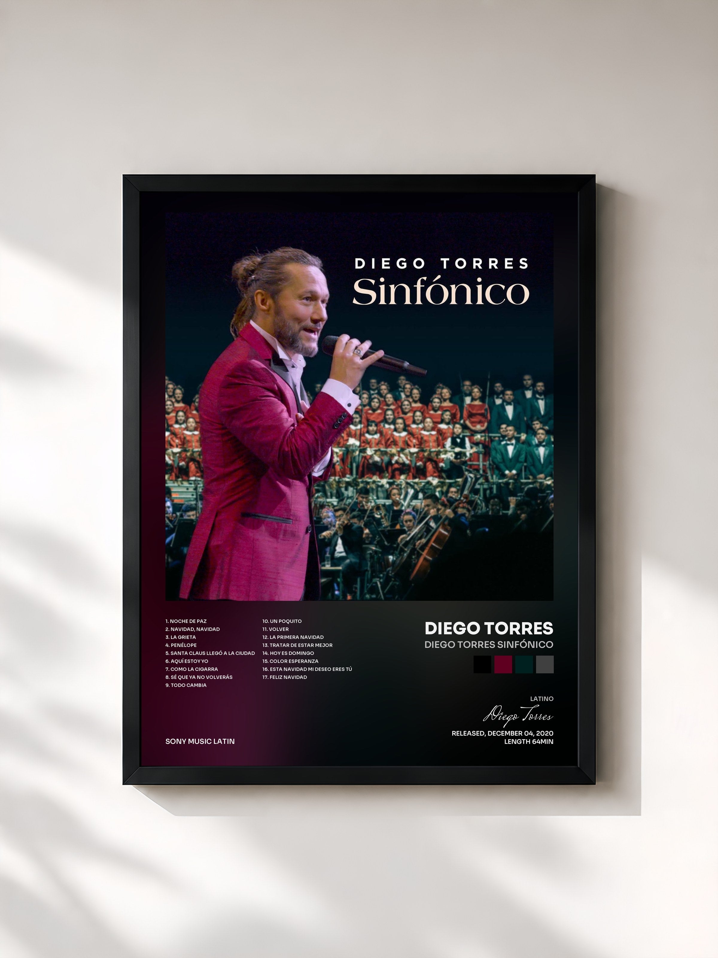 #noir Tableau de l'album Diego Torres Sinfónico de Diego Torres, cadre noir, imprimé et encadré en France