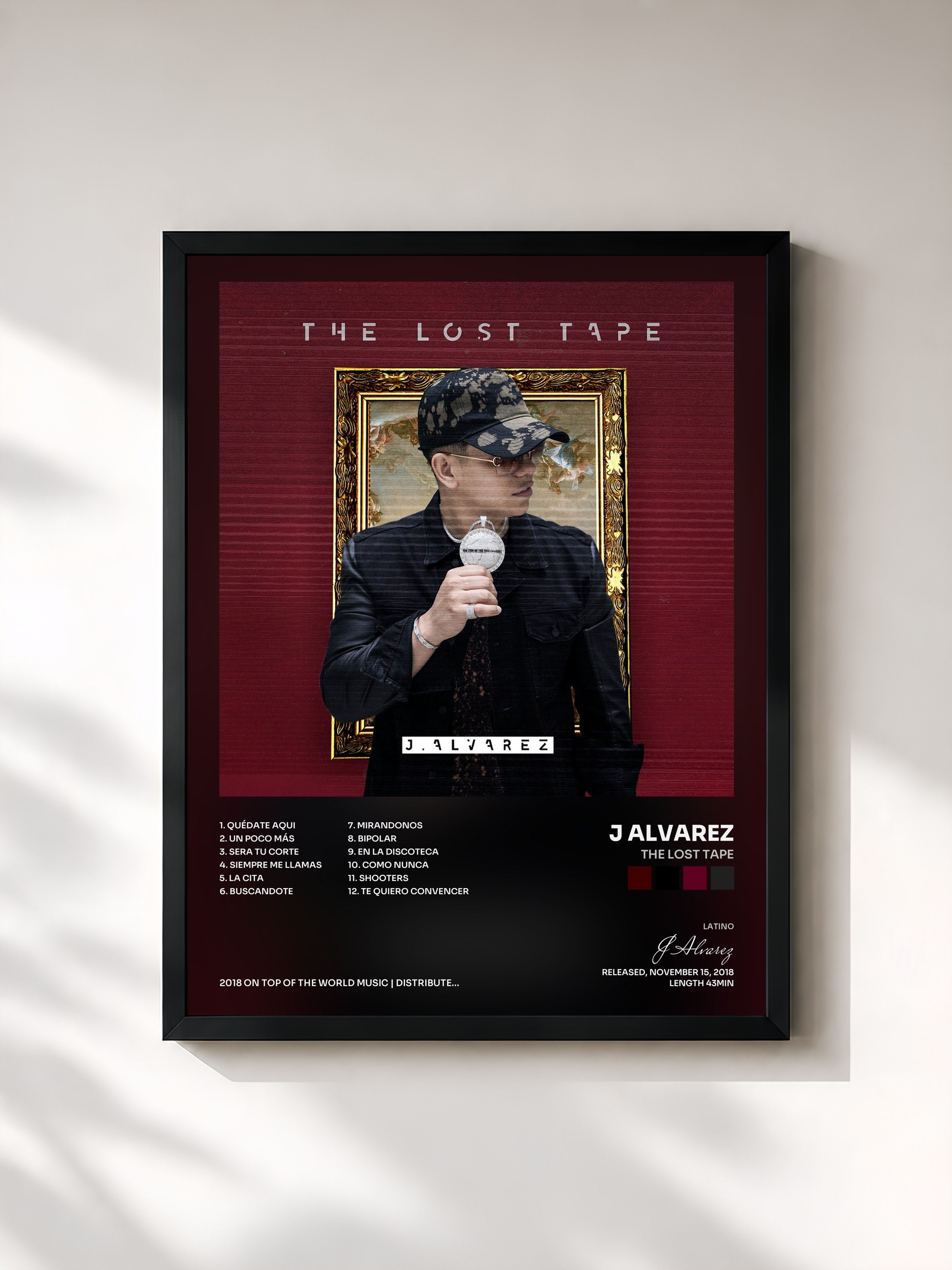 #noir Tableau de l'album The Lost Tape de J Alvarez, cadre noir, imprimé et encadré en France