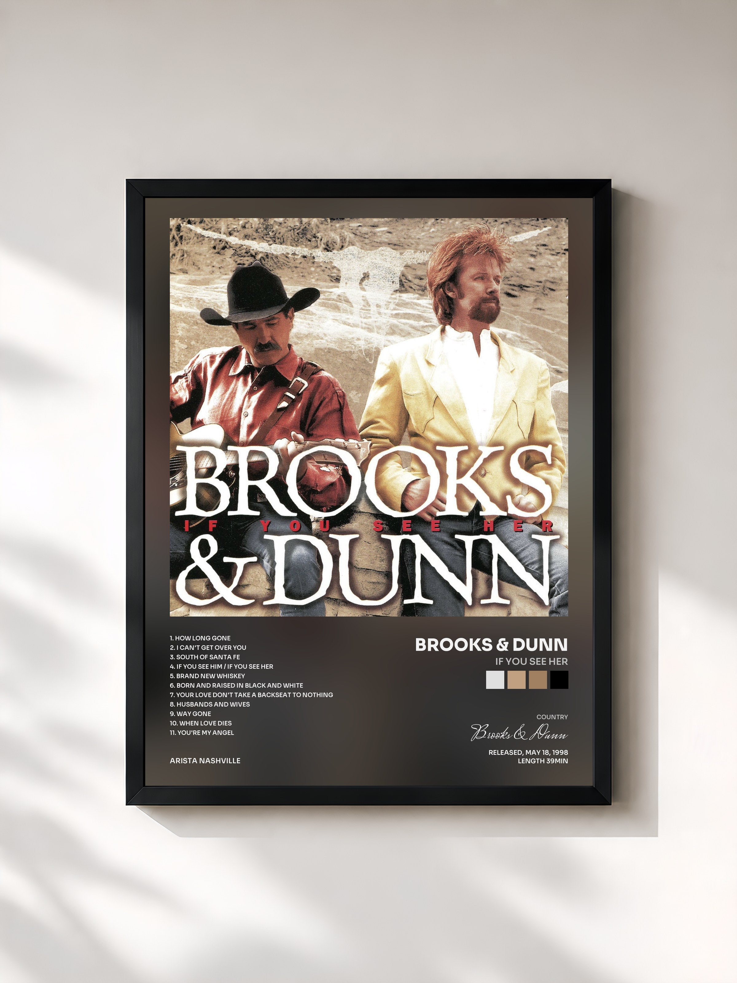 #noir Tableau de l'album If You See Her de Brooks & Dunn, cadre noir, imprimé et encadré en France
