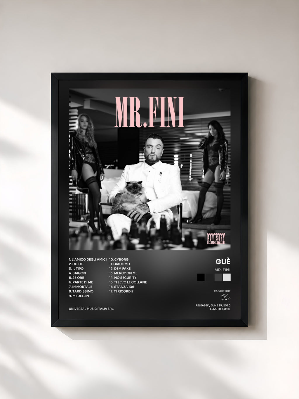 #noir Tableau de l'album Mr. Fini de Guè, cadre noir, imprimé et encadré en France