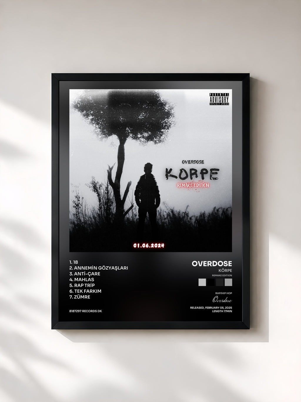 #noir Tableau de l'album KÖRPE (Remake Edition) de Overdose, cadre noir, imprimé et encadré en France