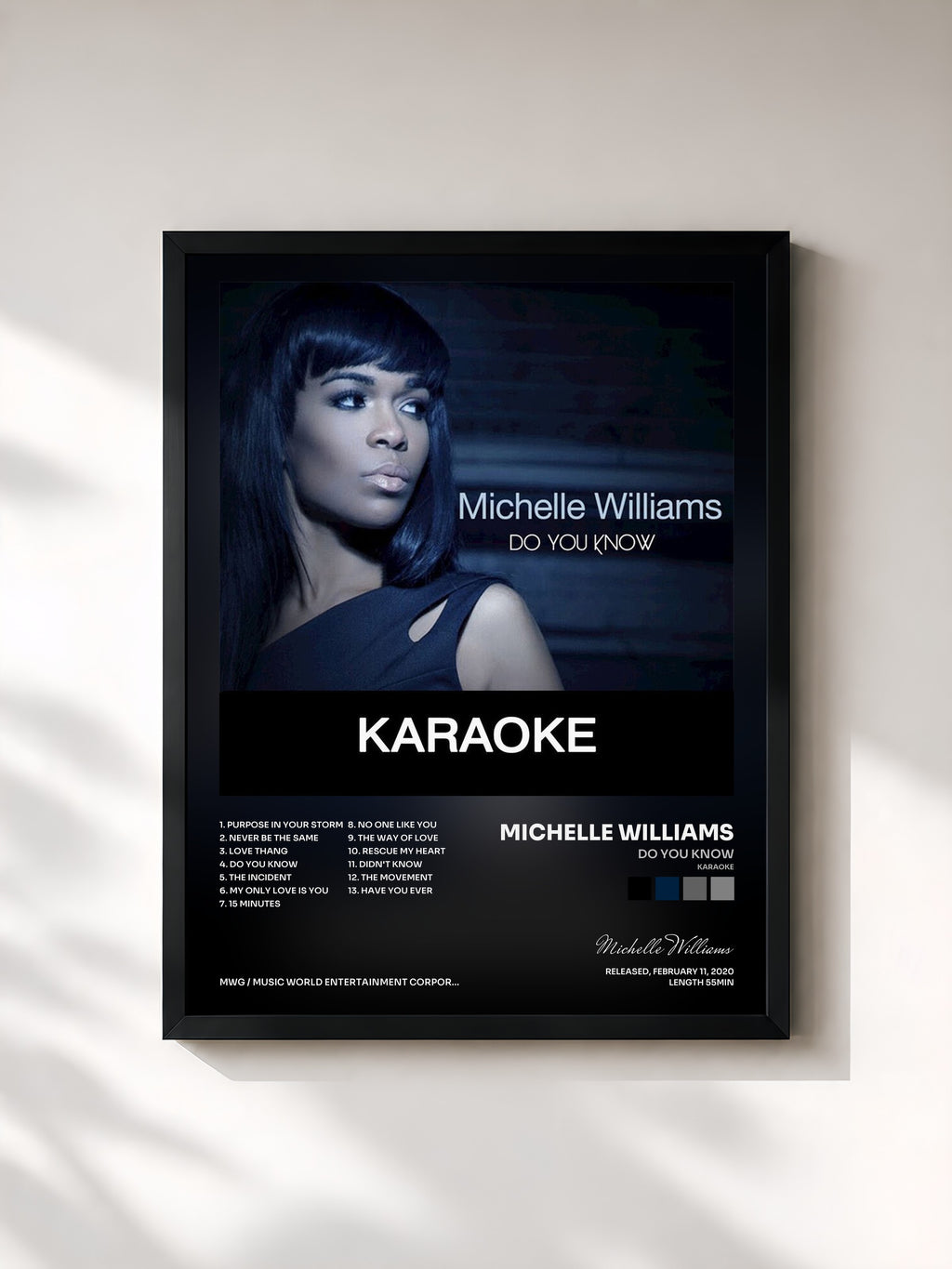 #noir Tableau de l'album Do You Know (Karaoke) de Michelle Williams, cadre noir, imprimé et encadré en France