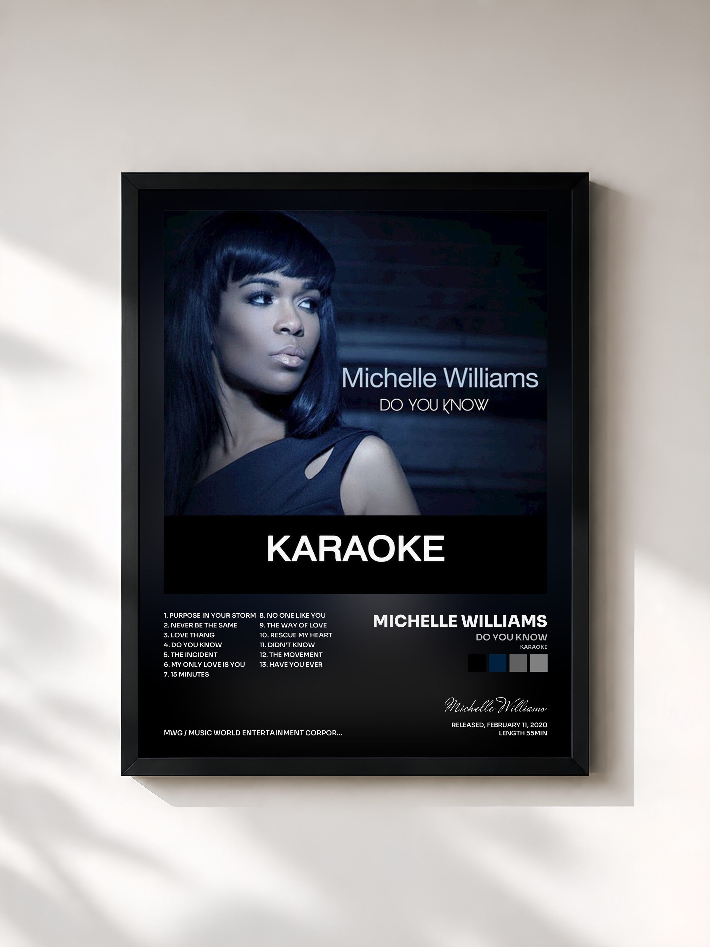 #noir Tableau de l'album Do You Know (Karaoke) de Michelle Williams, cadre noir, imprimé et encadré en France