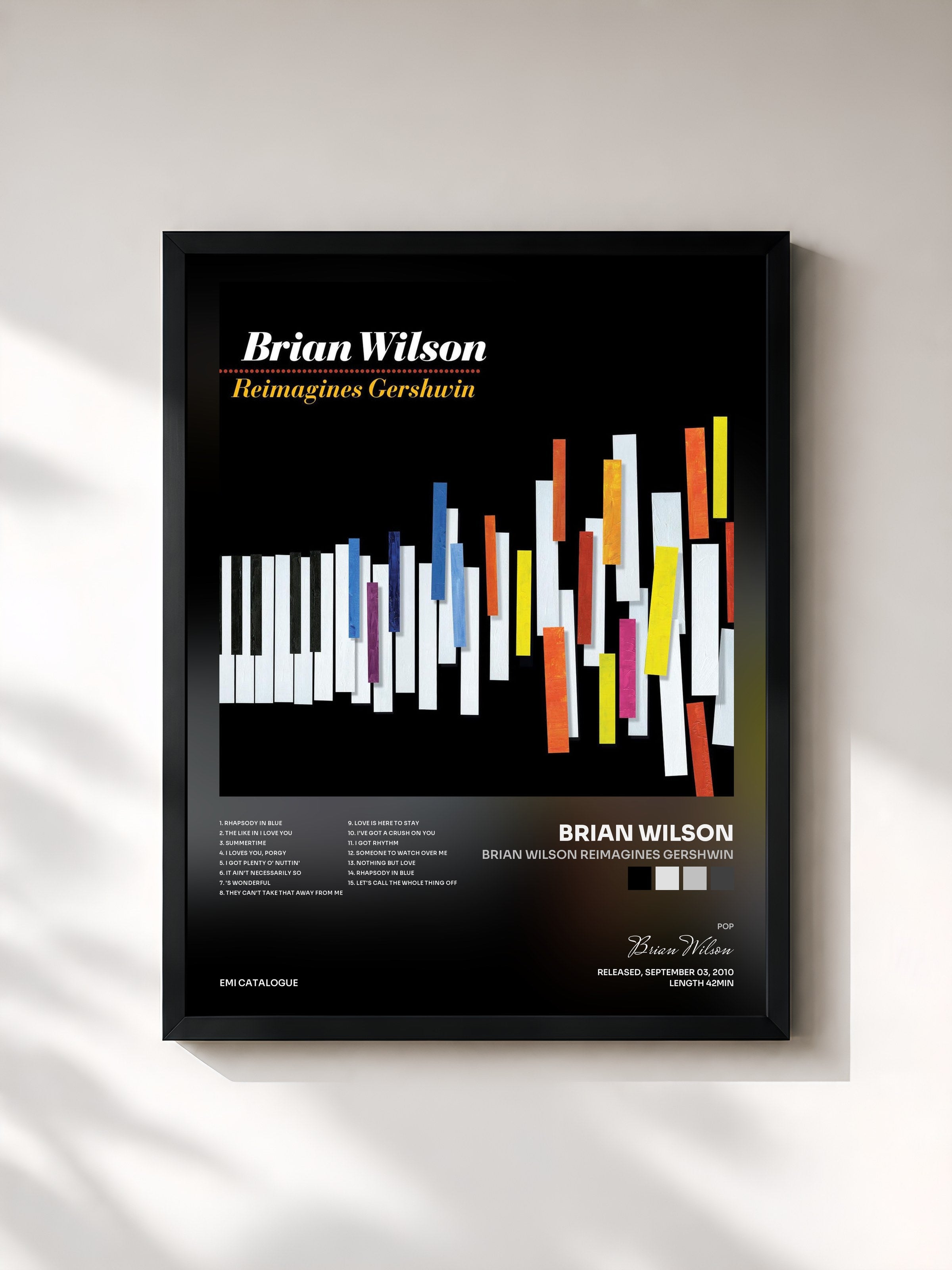 #noir Tableau de l'album Brian Wilson Reimagines Gershwin de Brian Wilson, cadre noir, imprimé et encadré en France