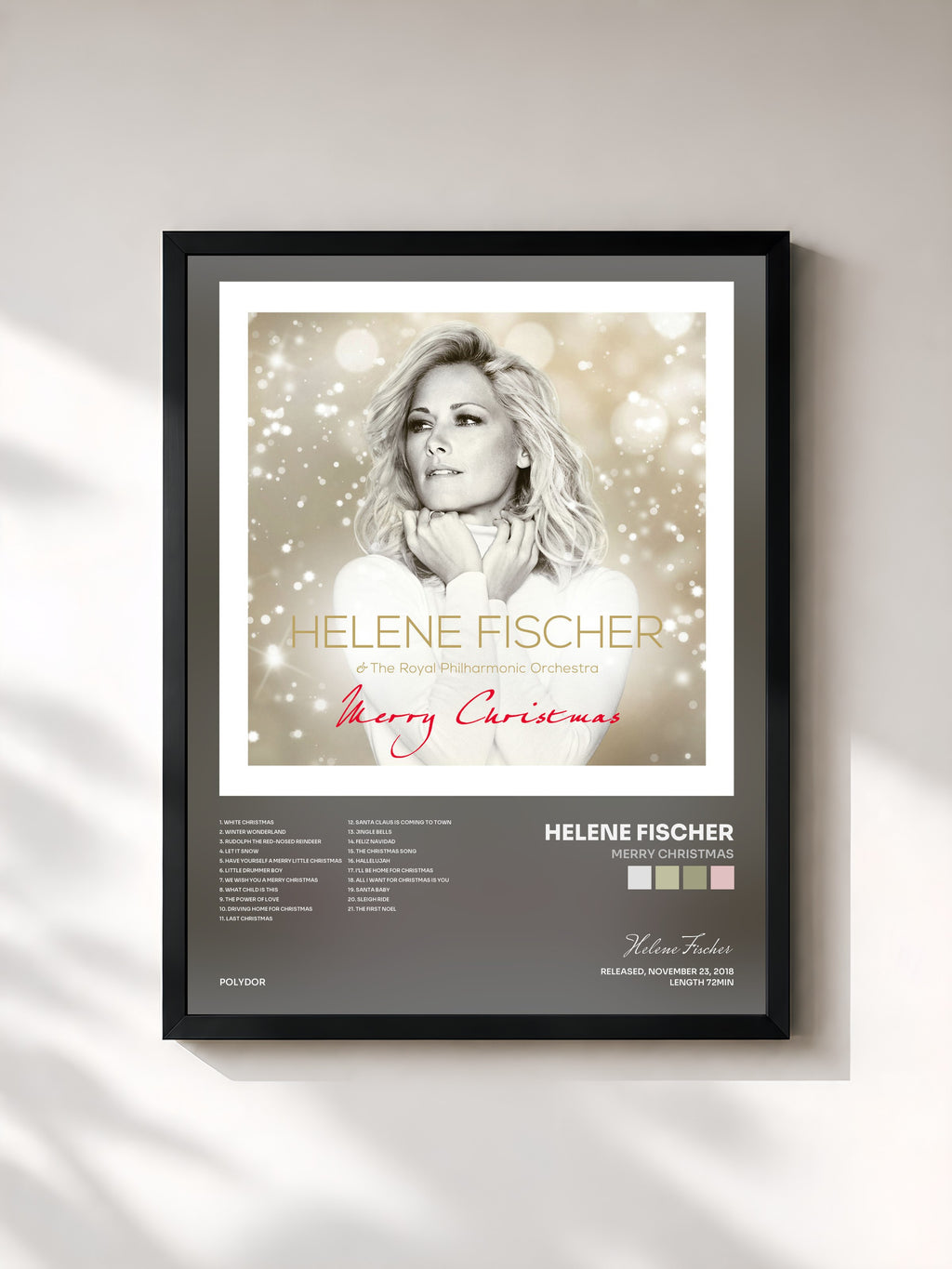 #noir Tableau de l'album Merry Christmas de Helene Fischer, cadre noir, imprimé et encadré en France