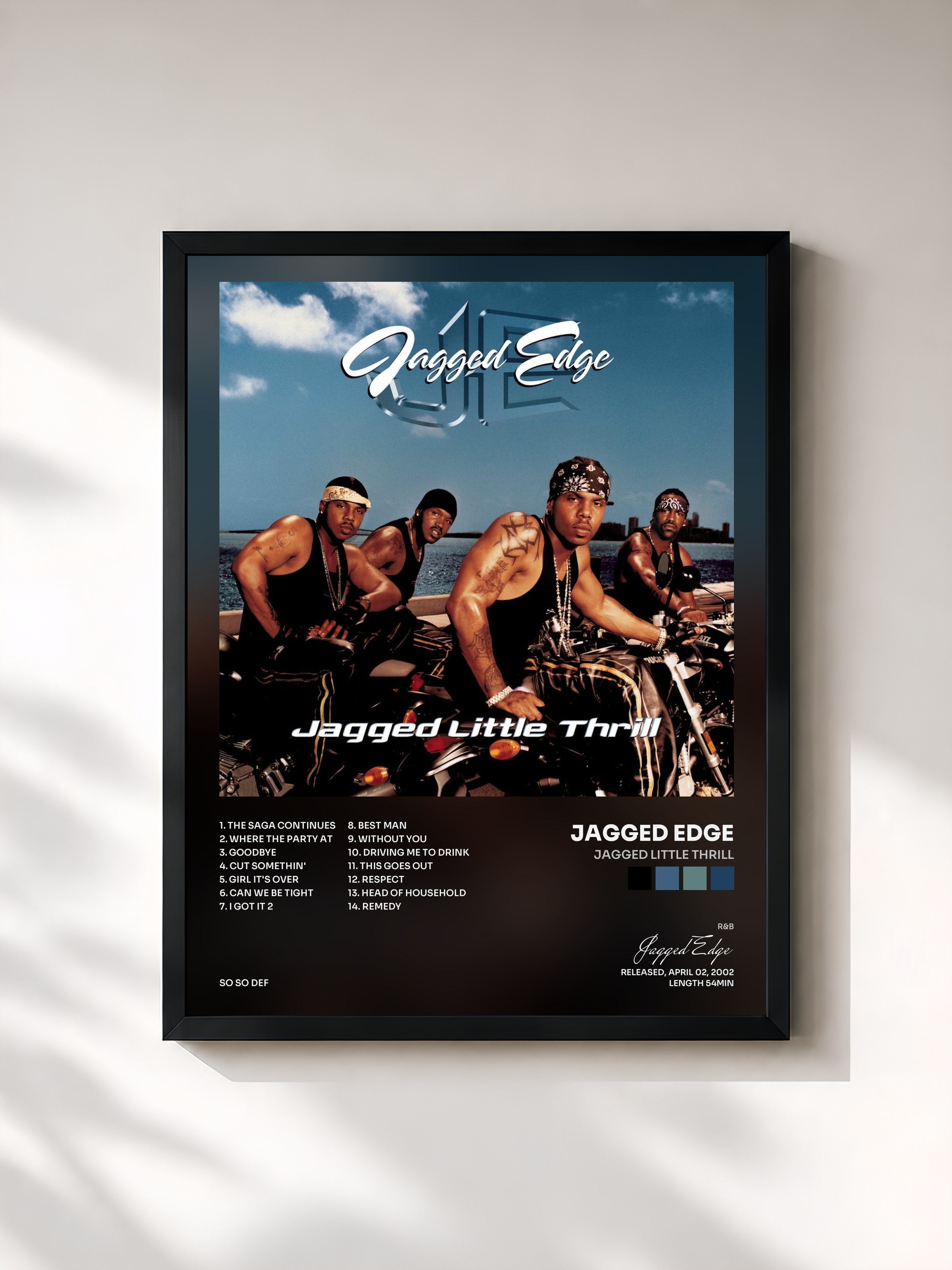 #noir Tableau de l'album Jagged Little Thrill de Jagged Edge, cadre noir, imprimé et encadré en France