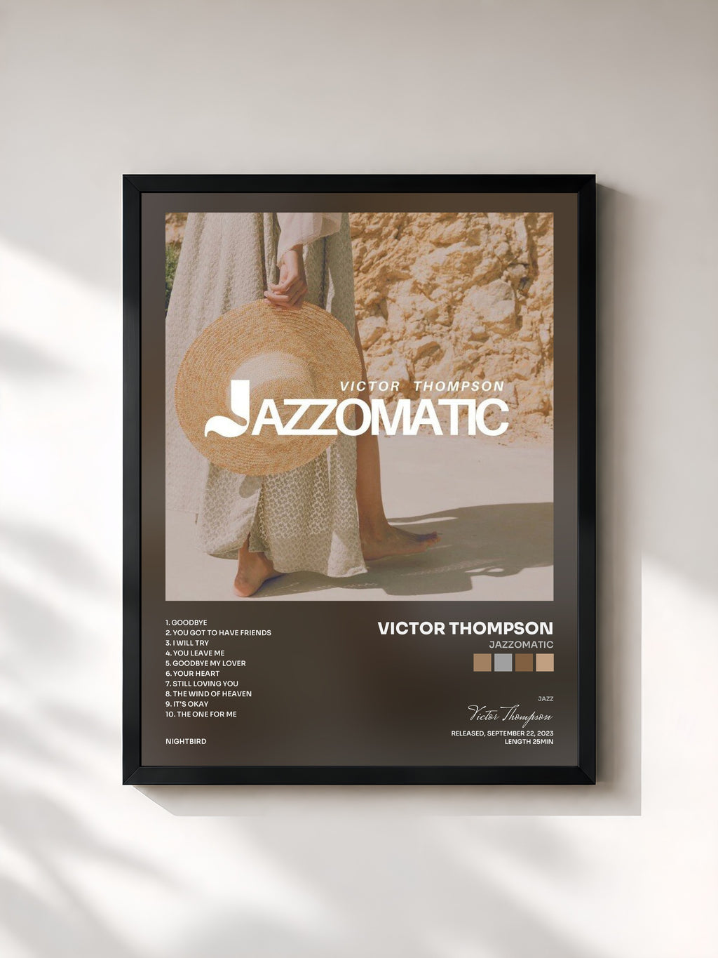 #noir Tableau de l'album Jazzomatic de Victor Thompson, cadre noir, imprimé et encadré en France