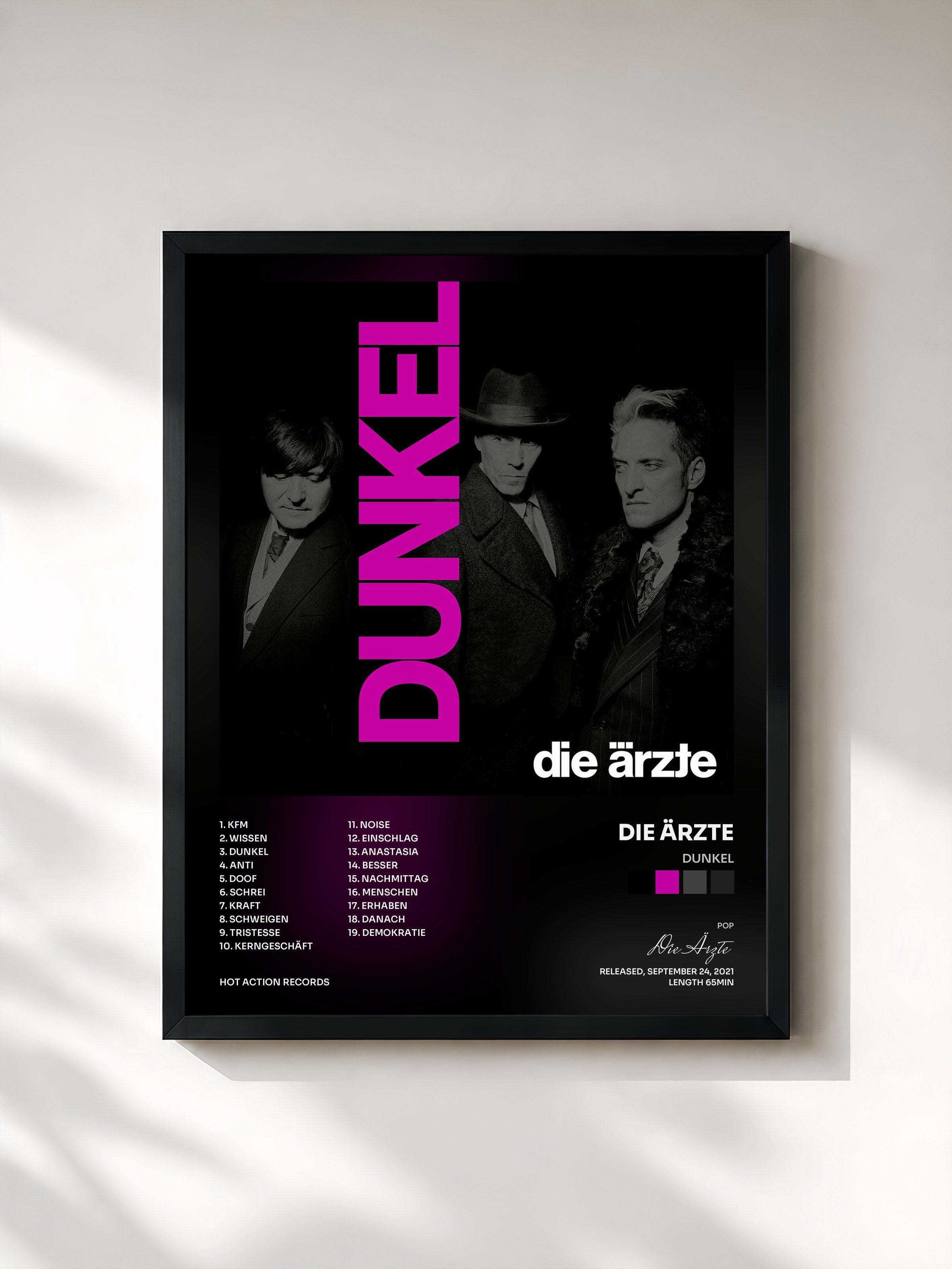 #noir Tableau de l'album DUNKEL de Die Ärzte, cadre noir, imprimé et encadré en France