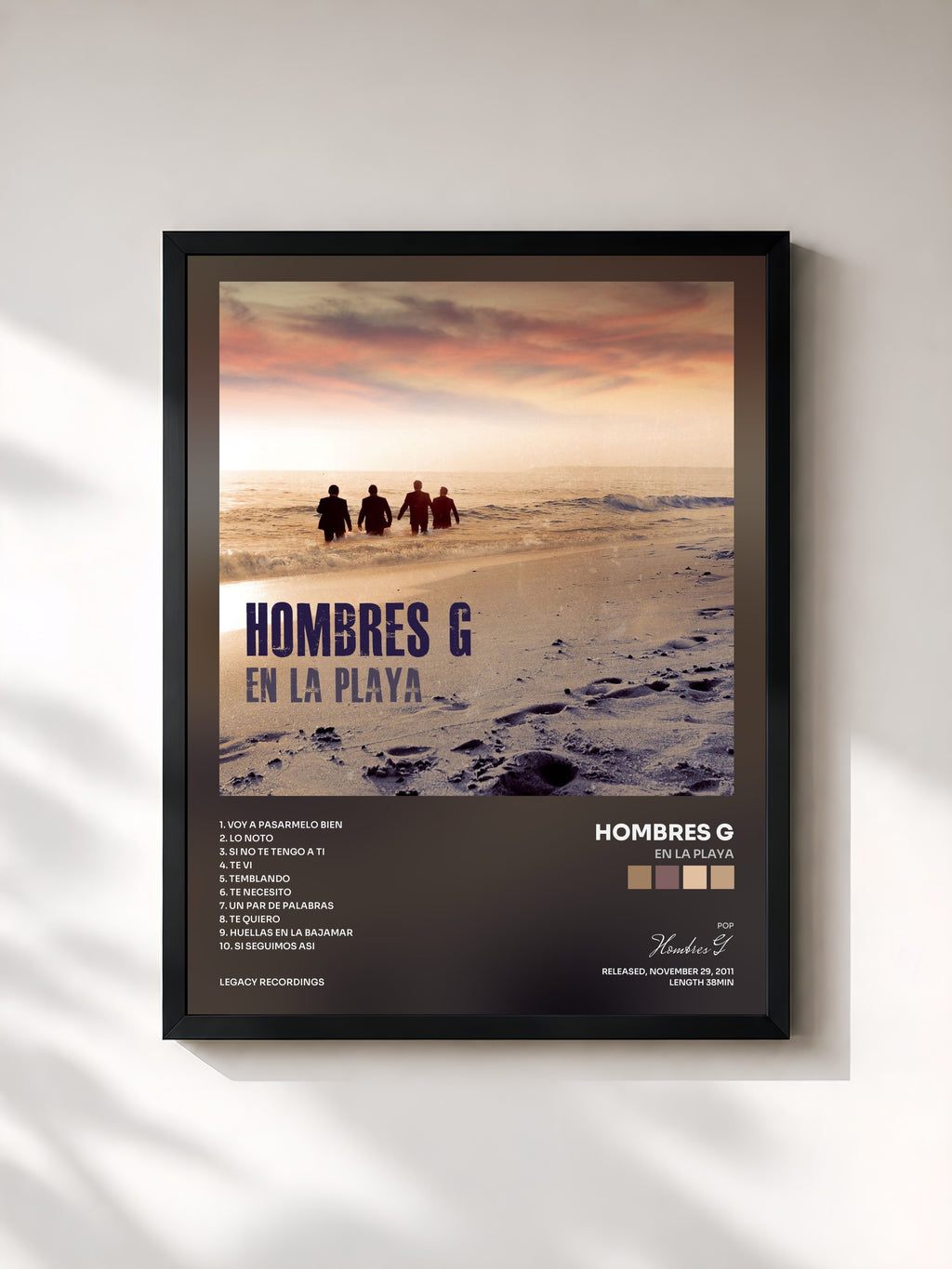 #noir Tableau de l'album En La Playa de Hombres G, cadre noir, imprimé et encadré en France