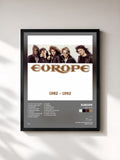 #noir Tableau de l'album 1982-1992 de Europe, cadre noir, imprimé et encadré en France