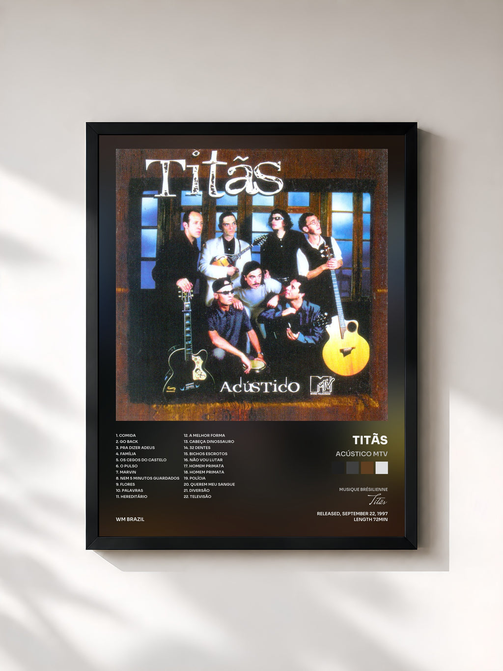 #noir Tableau de l'album Acústico MTV de Titãs, cadre noir, imprimé et encadré en France