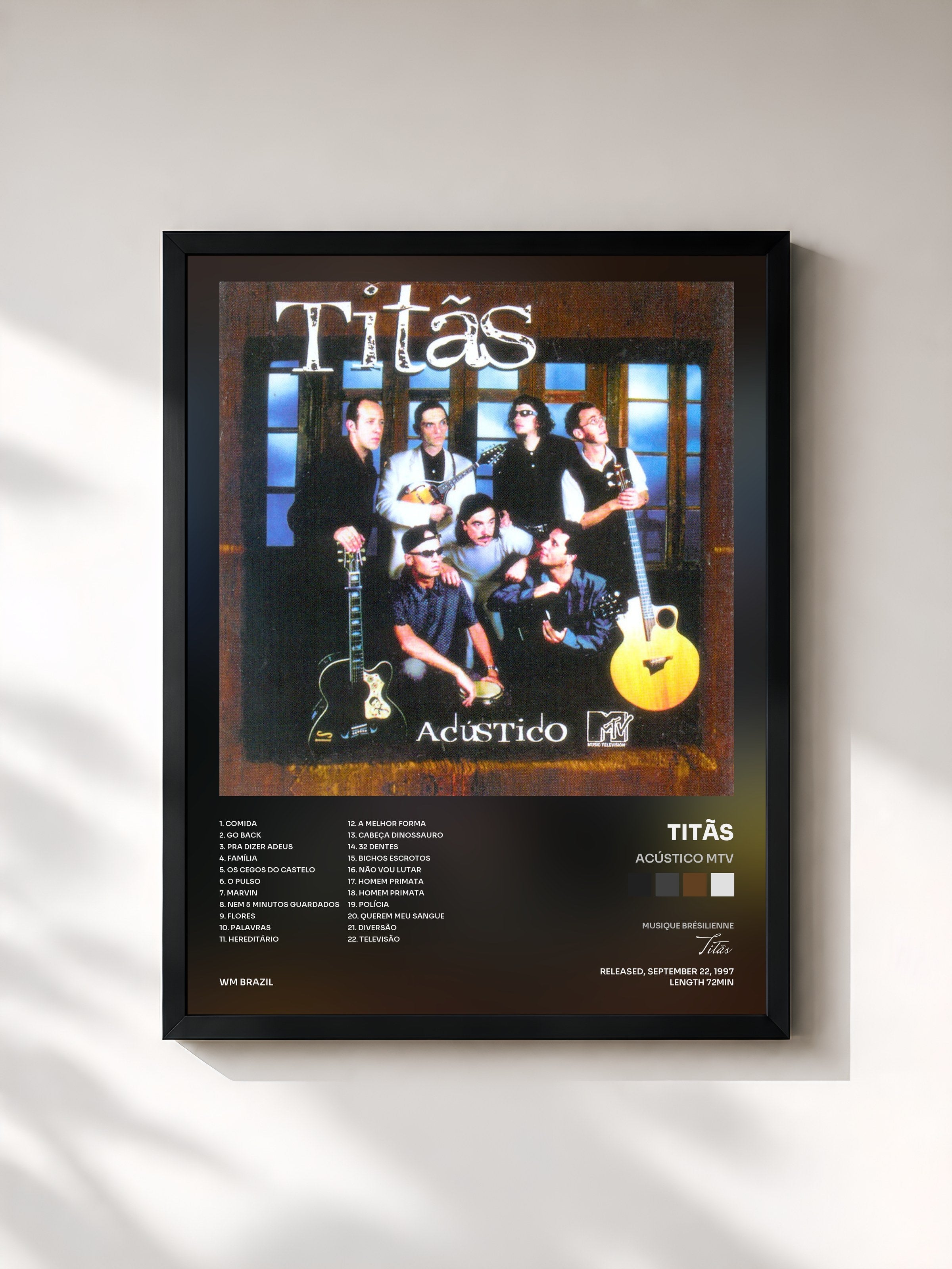 #noir Tableau de l'album Acústico MTV de Titãs, cadre noir, imprimé et encadré en France