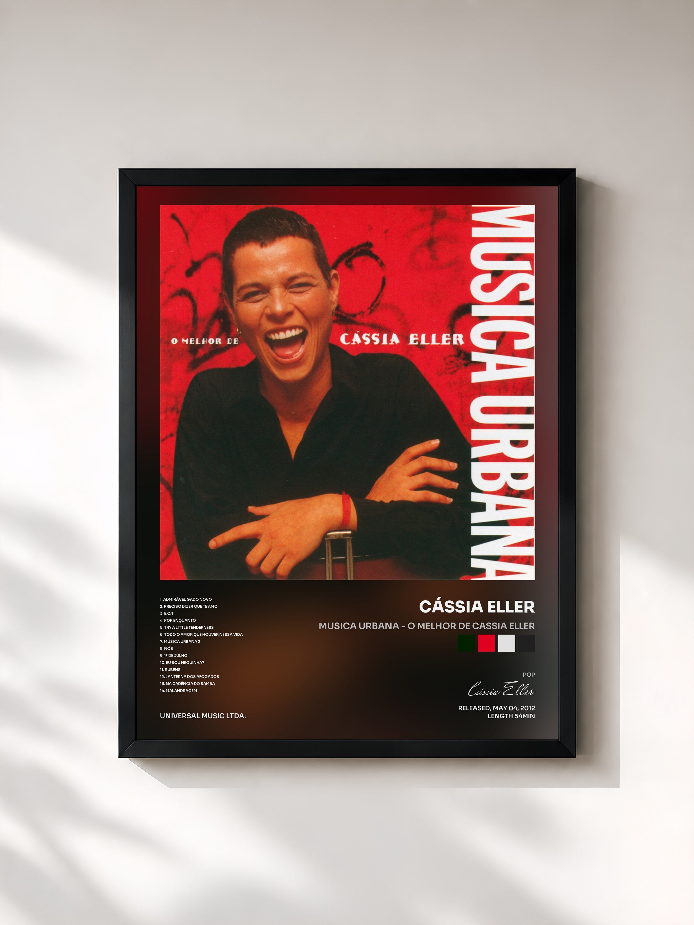 #noir Tableau de l'album Musica Urbana - O Melhor De Cassia Eller de Cássia Eller, cadre noir, imprimé et encadré en France
