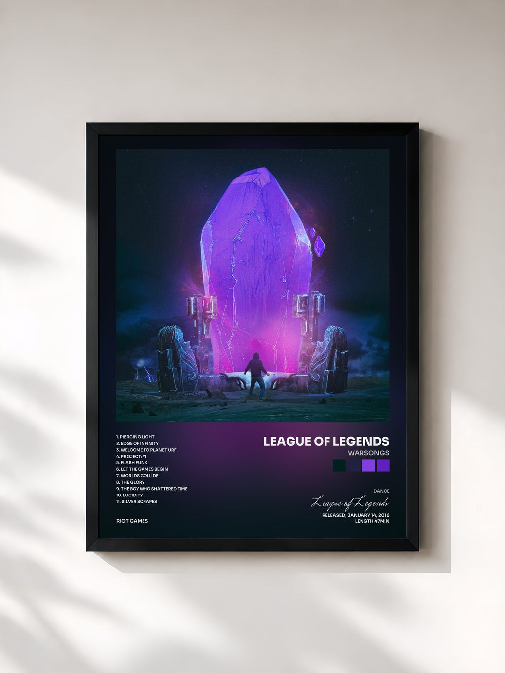 #noir Tableau de l'album Warsongs de League of Legends, cadre noir, imprimé et encadré en France