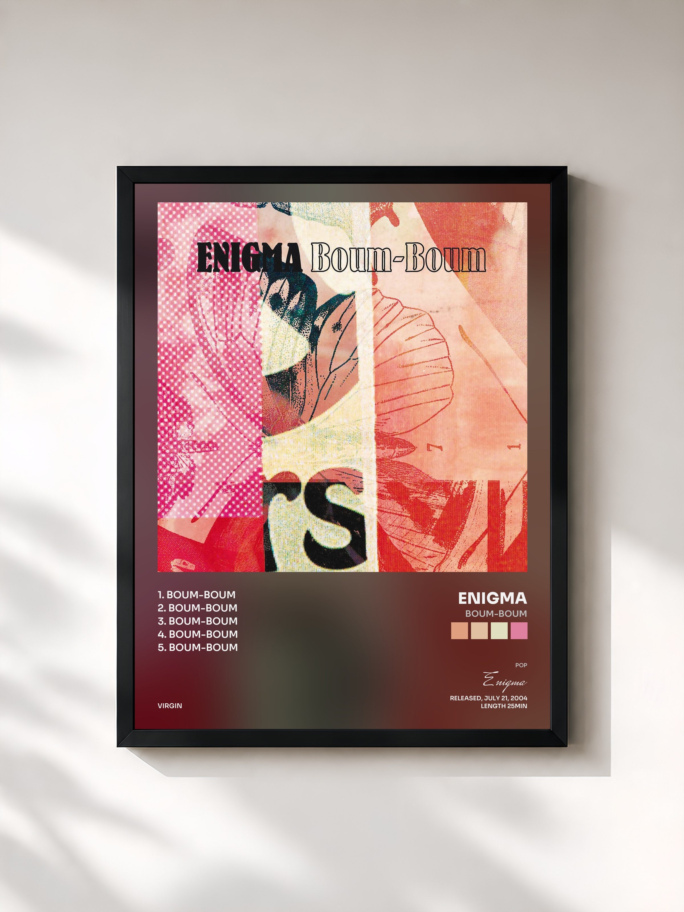 #noir Tableau de l'album Boum-Boum de Enigma, cadre noir, imprimé et encadré en France