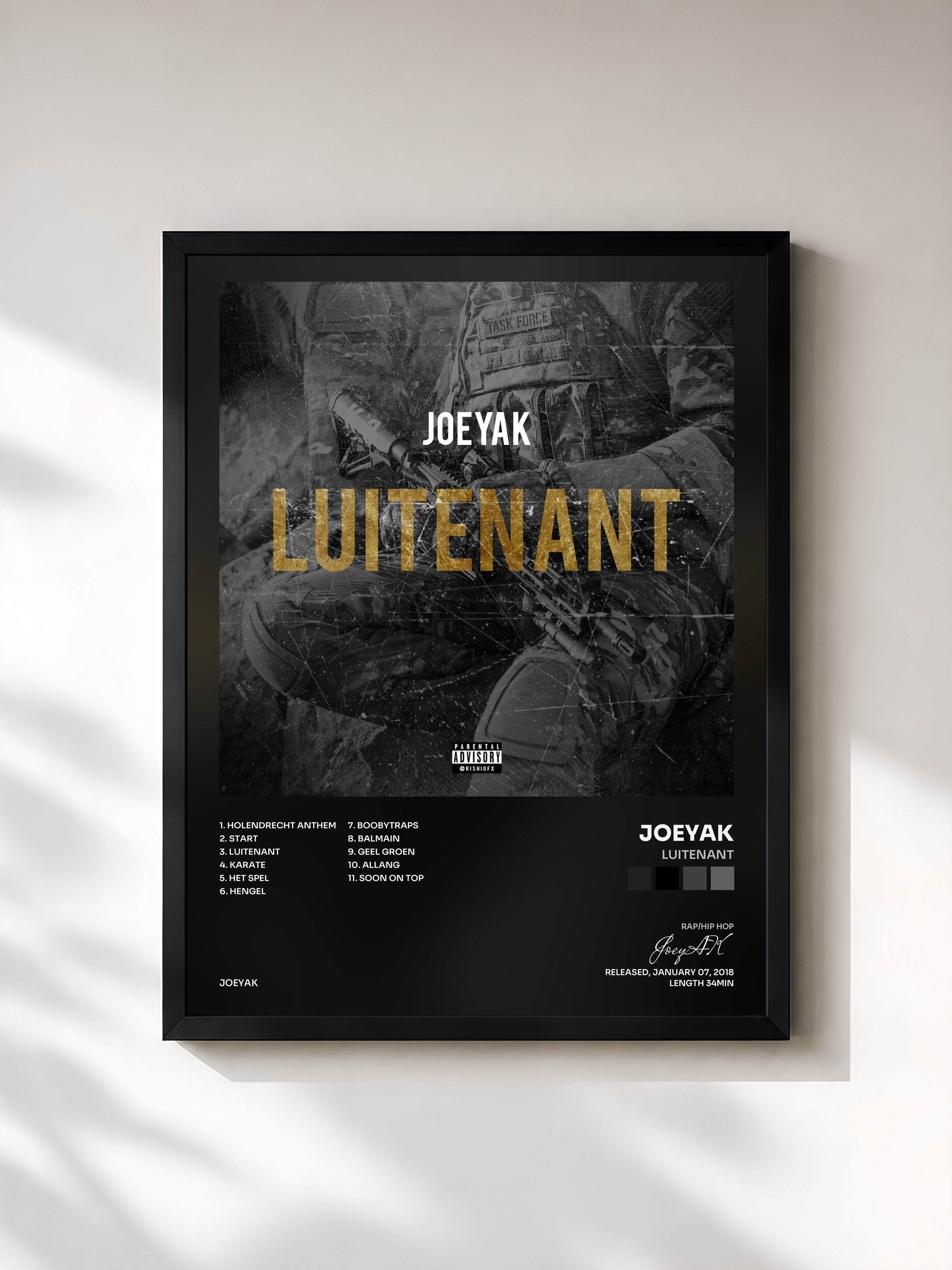 #noir Tableau de l'album Luitenant de JoeyAK, cadre noir, imprimé et encadré en France