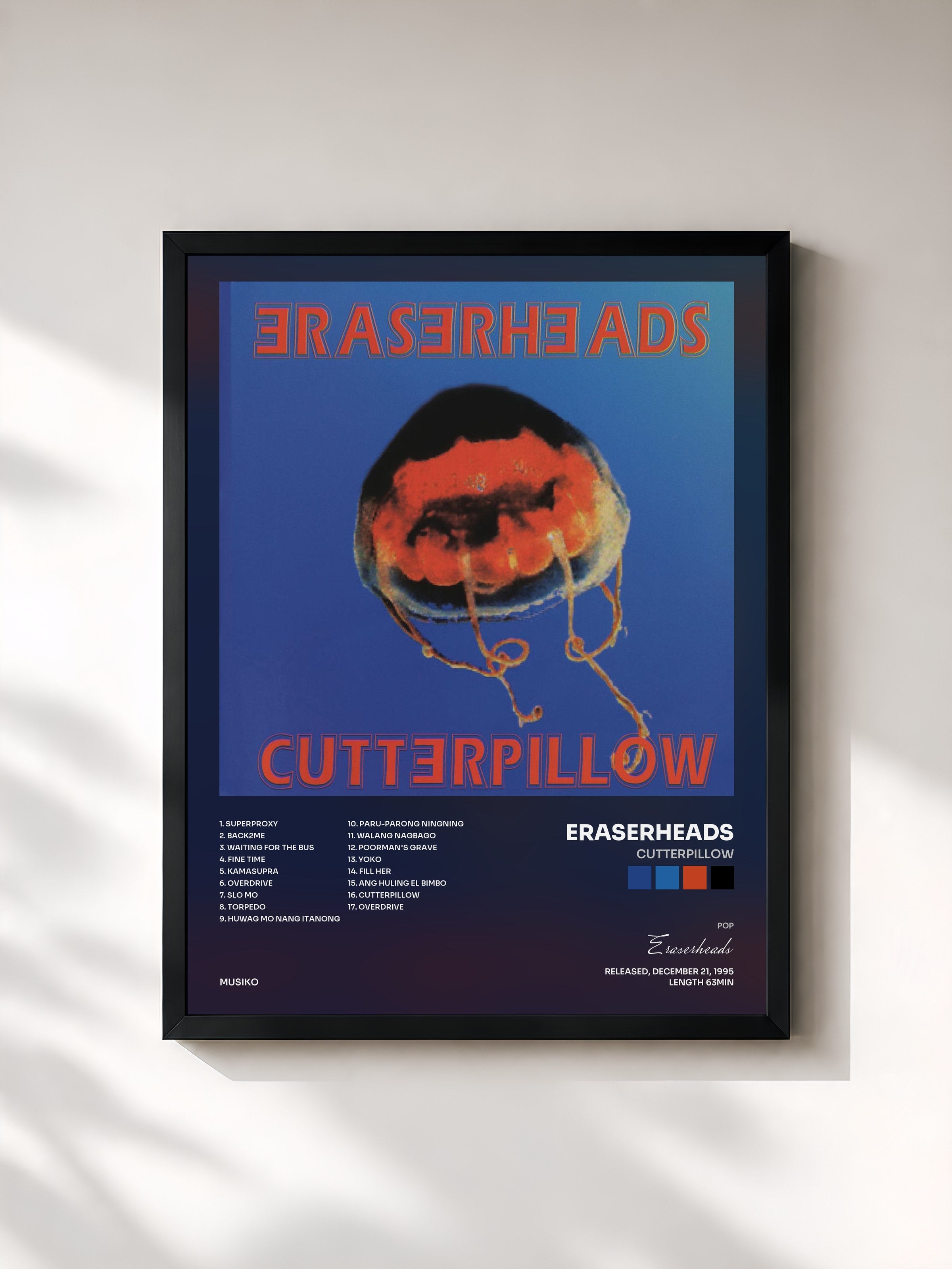 #noir Tableau de l'album Cutterpillow de Eraserheads, cadre noir, imprimé et encadré en France