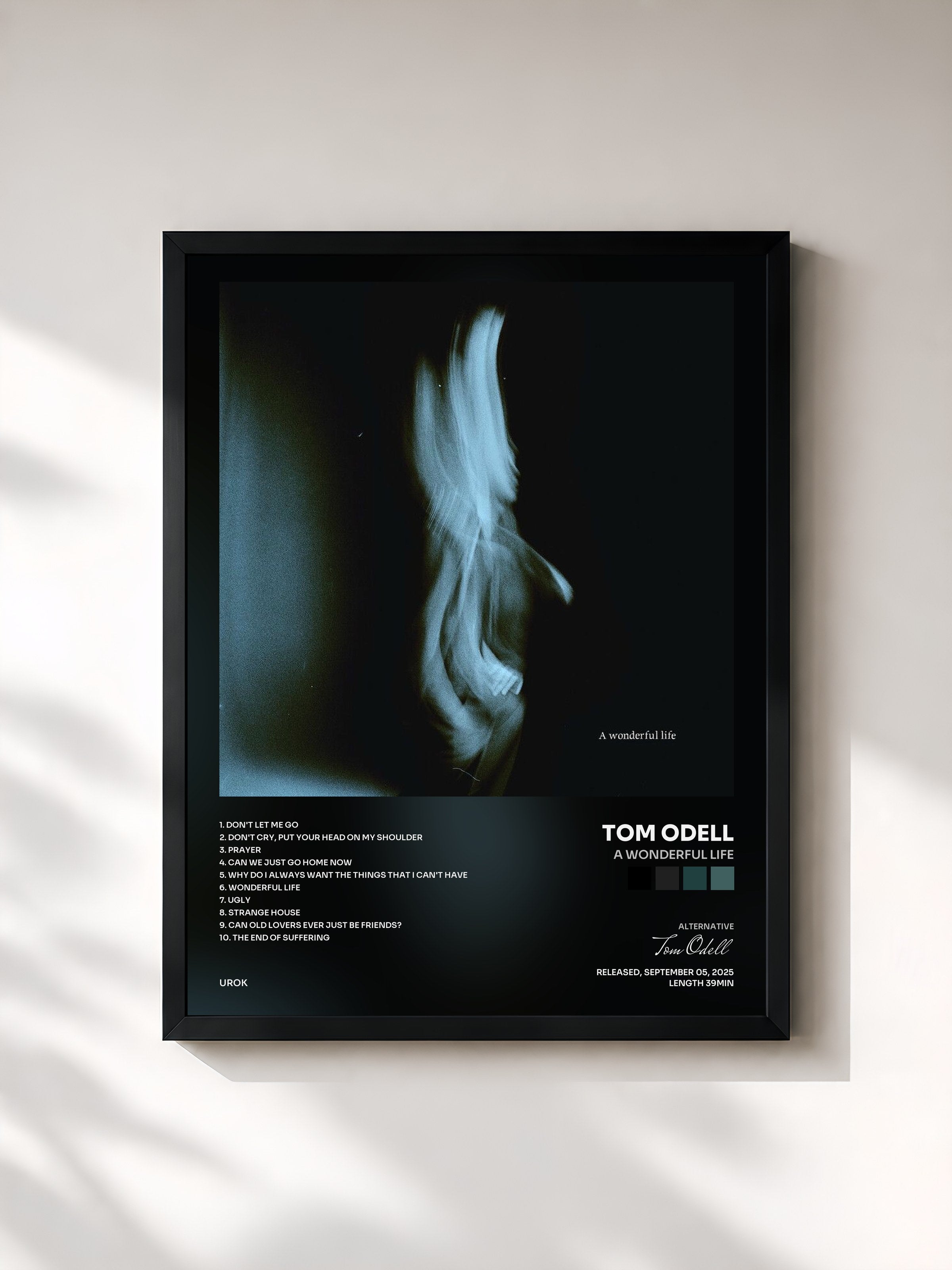 #noir Tableau de l'album A Wonderful Life de Tom Odell, cadre noir, imprimé et encadré en France