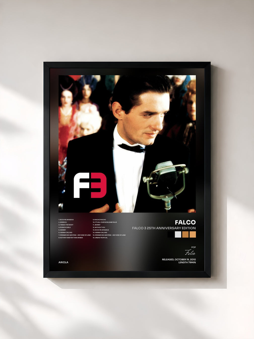 #noir Tableau de l'album Falco 3 25th Anniversary Edition de Falco, cadre noir, imprimé et encadré en France
