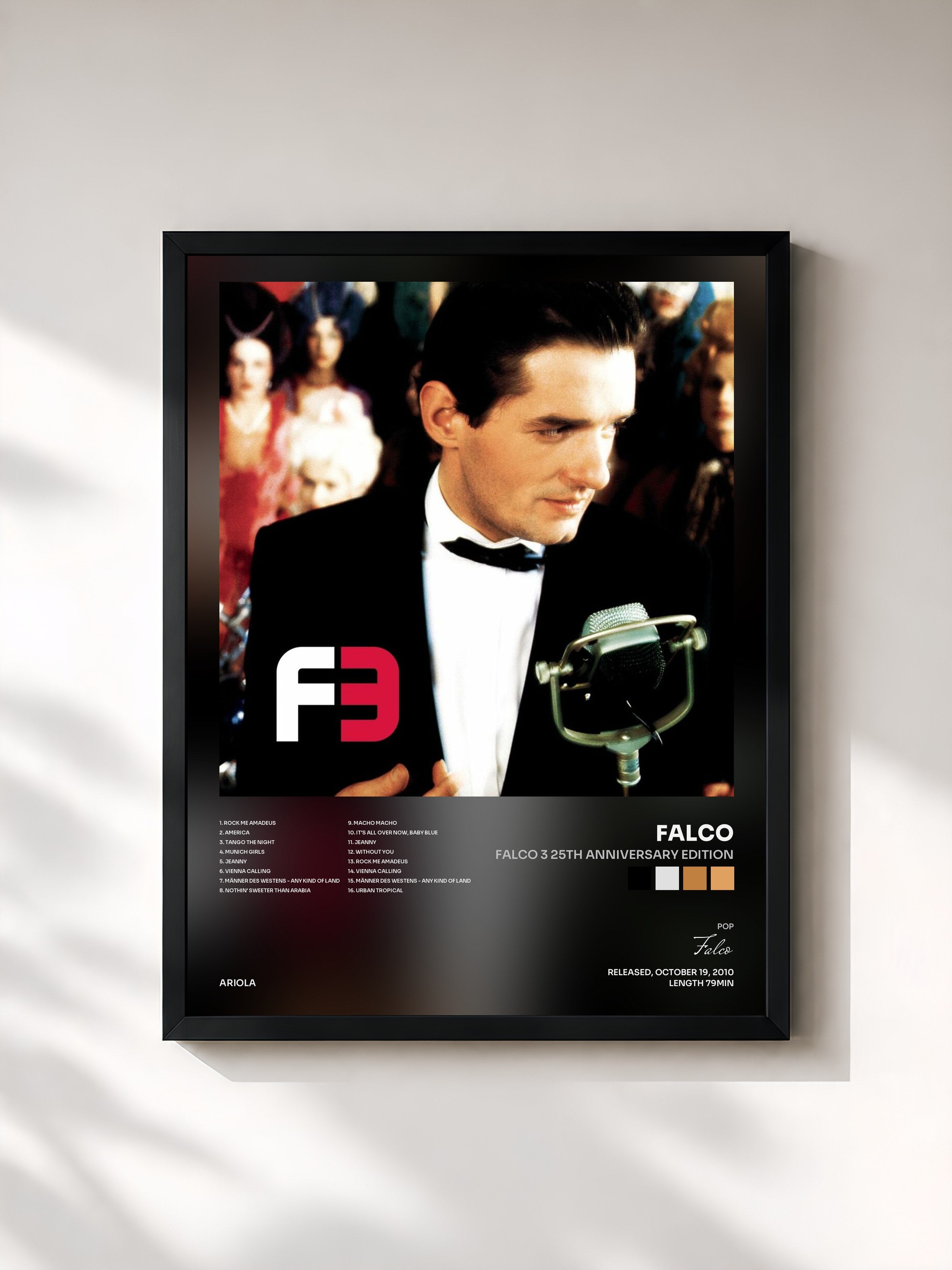 #noir Tableau de l'album Falco 3 25th Anniversary Edition de Falco, cadre noir, imprimé et encadré en France