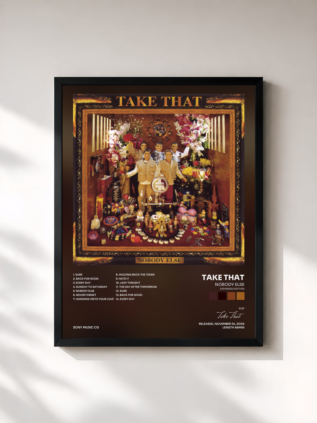 #noir Tableau de l'album Nobody Else (Expanded Edition) de Take That, cadre noir, imprimé et encadré en France