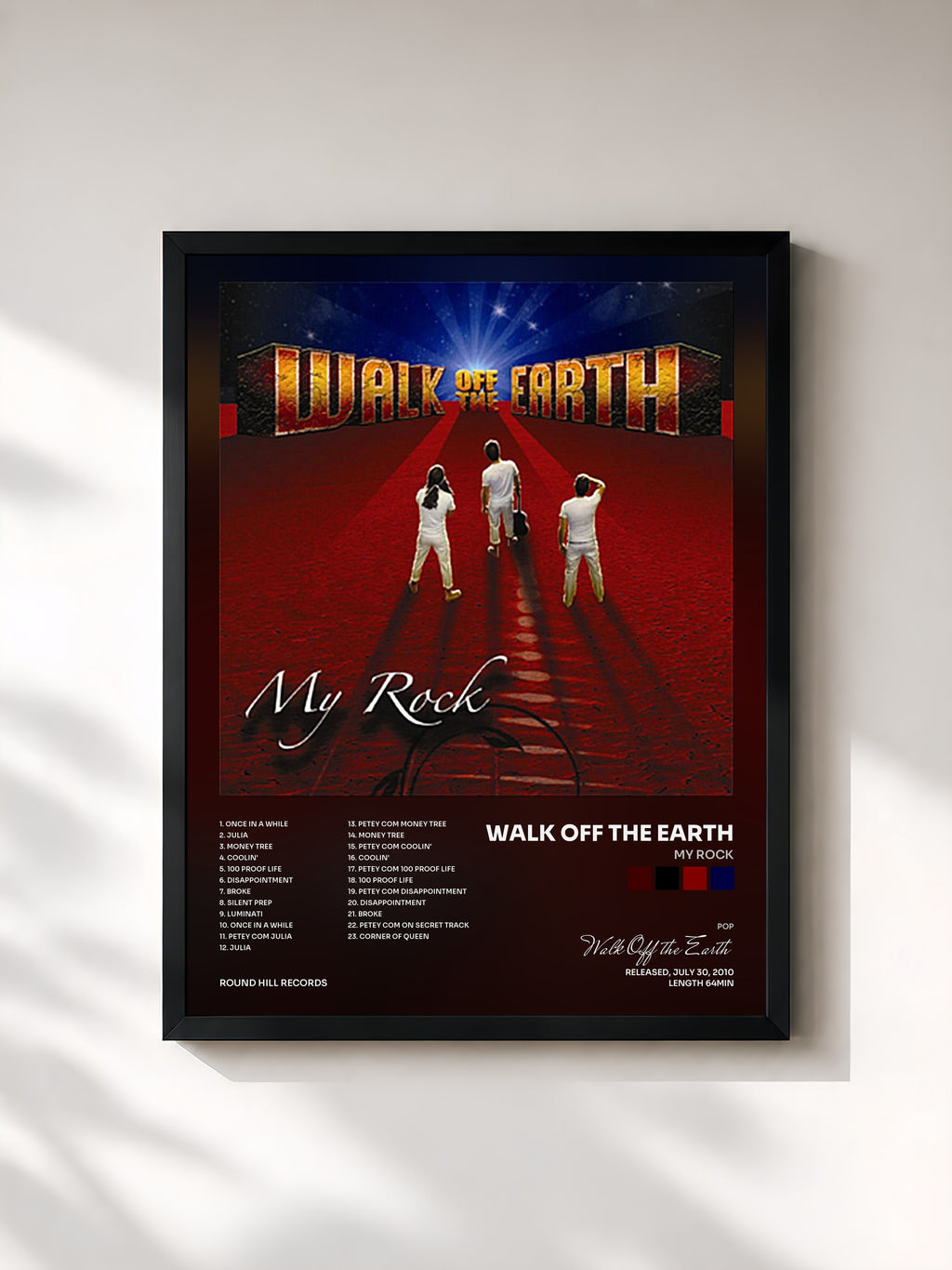 #noir Tableau de l'album My Rock de Walk Off the Earth, cadre noir, imprimé et encadré en France
