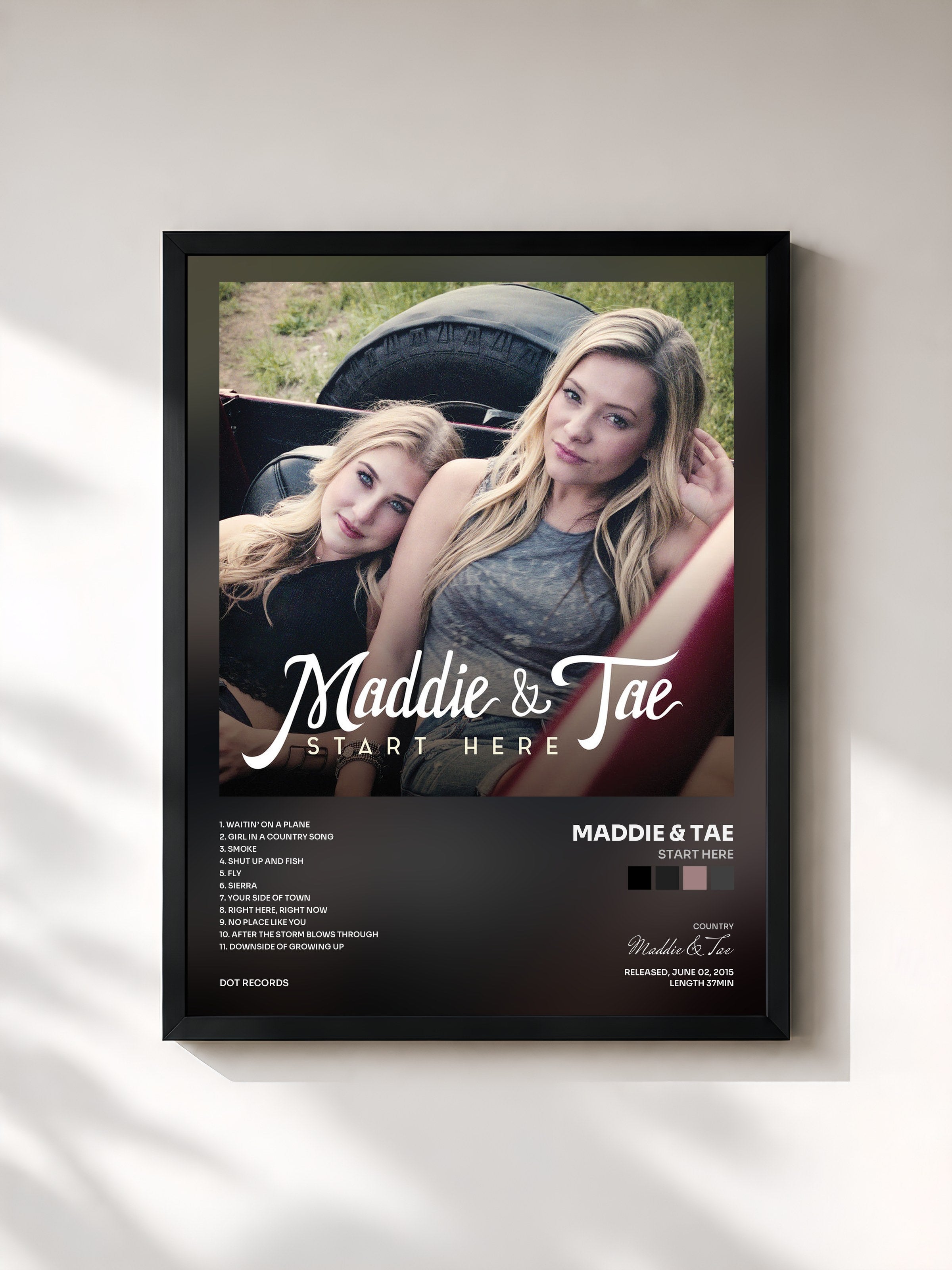 #noir Tableau de l'album Start Here de Maddie & Tae, cadre noir, imprimé et encadré en France