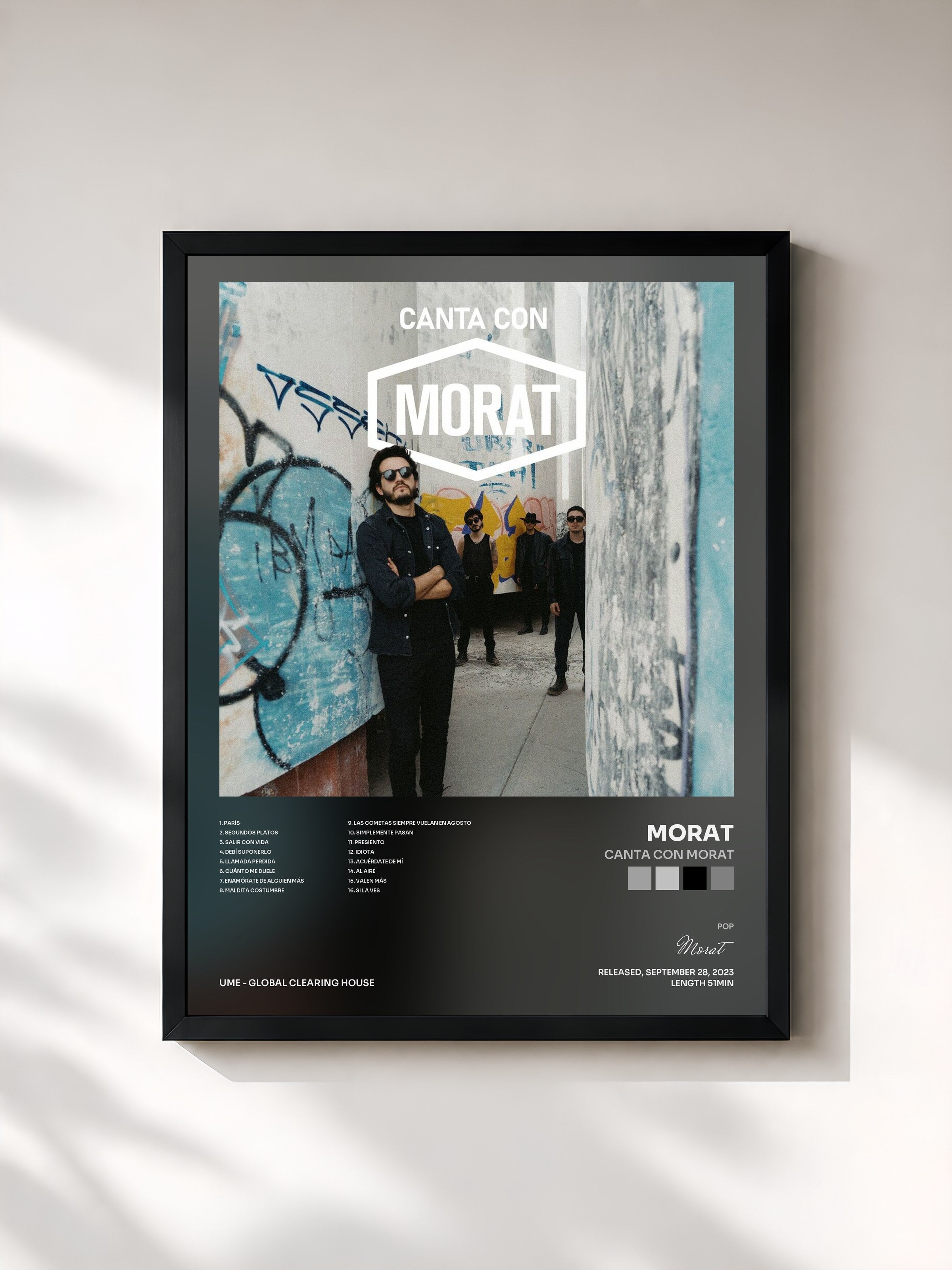 #noir Tableau de l'album Canta Con Morat de Morat, cadre noir, imprimé et encadré en France