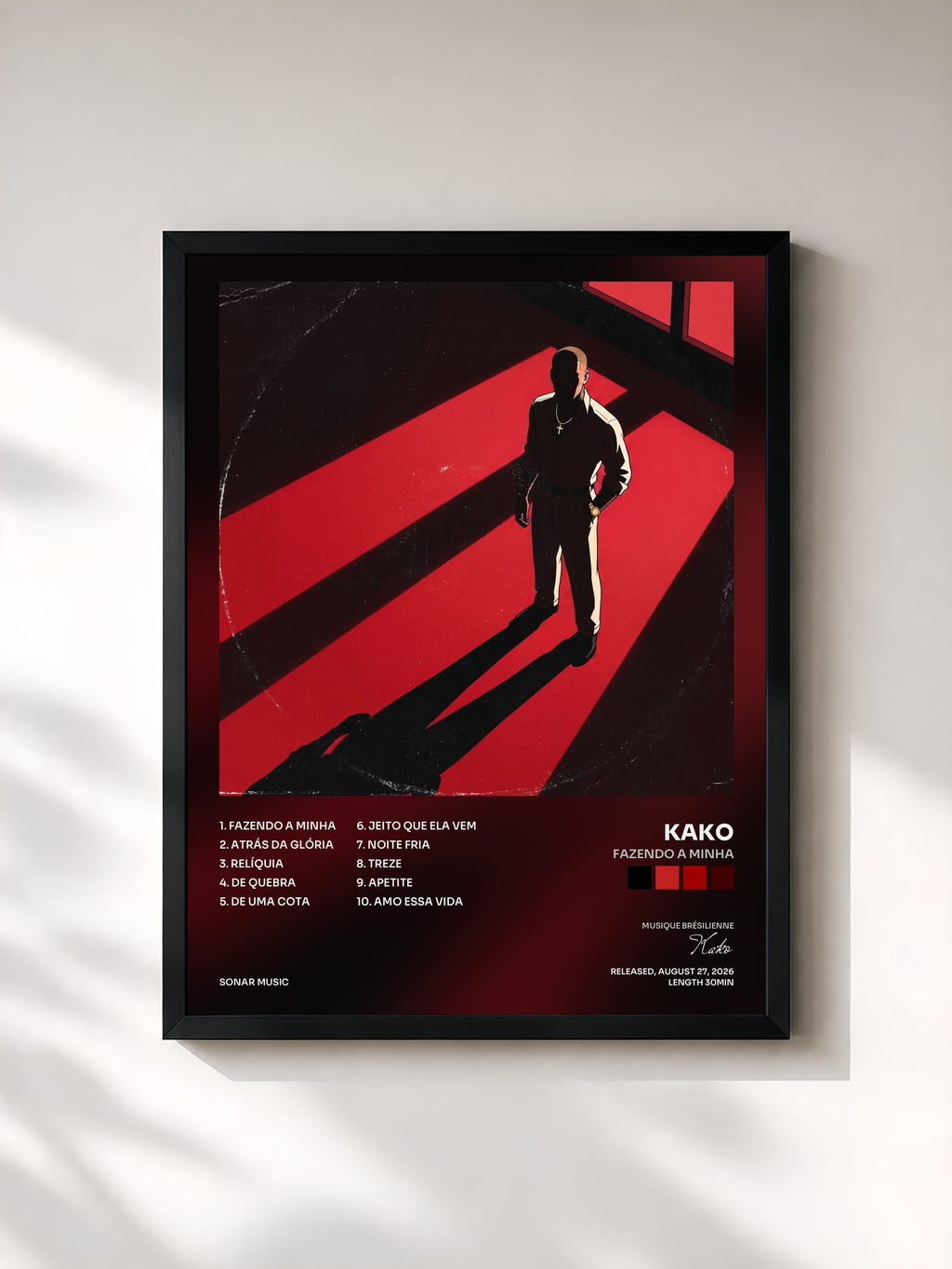 #noir Tableau de l'album Fazendo A Minha de Kako, cadre noir, imprimé et encadré en France