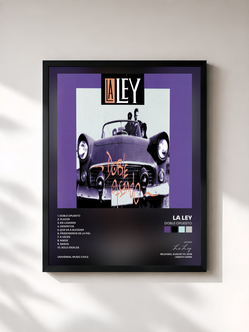 #noir Tableau de l'album Doble Opuesto de La Ley, cadre noir, imprimé et encadré en France