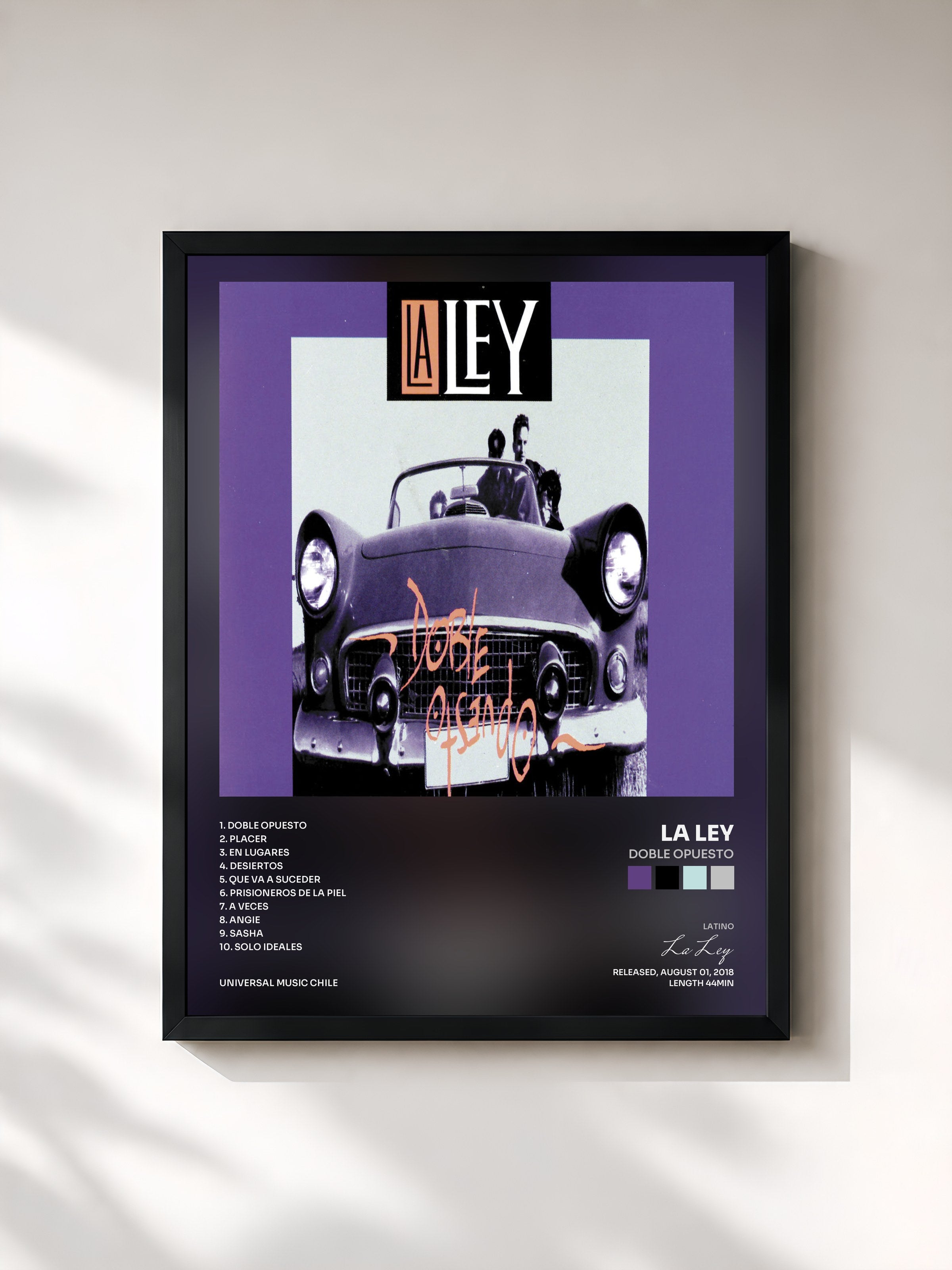 #noir Tableau de l'album Doble Opuesto de La Ley, cadre noir, imprimé et encadré en France