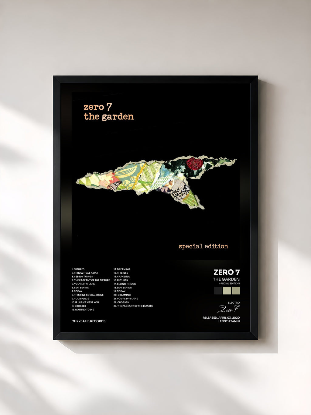 #noir Tableau de l'album The Garden (Special Edition) de Zero 7, cadre noir, imprimé et encadré en France