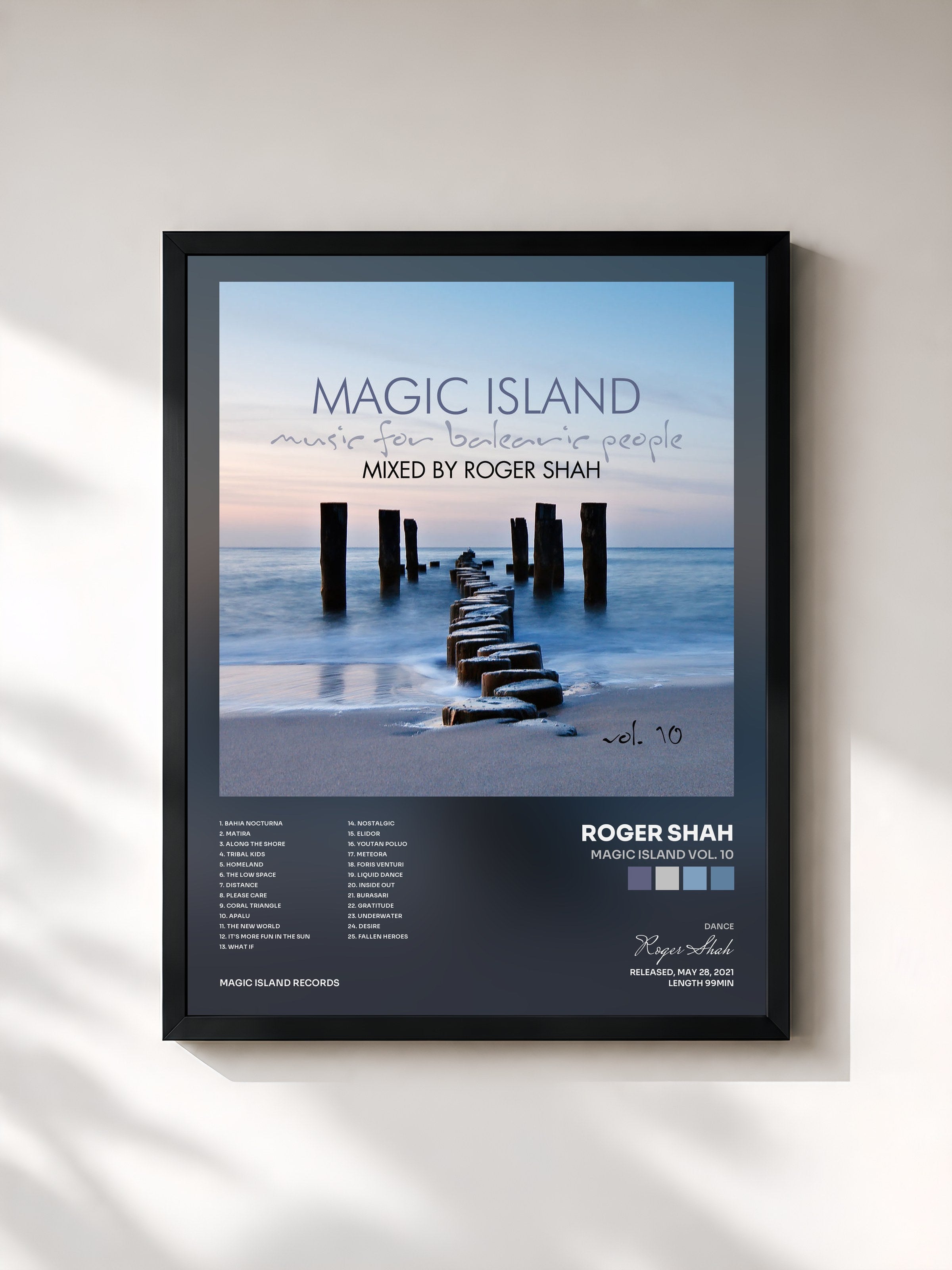 #noir Tableau de l'album Magic Island Vol. 10 de Roger Shah, cadre noir, imprimé et encadré en France